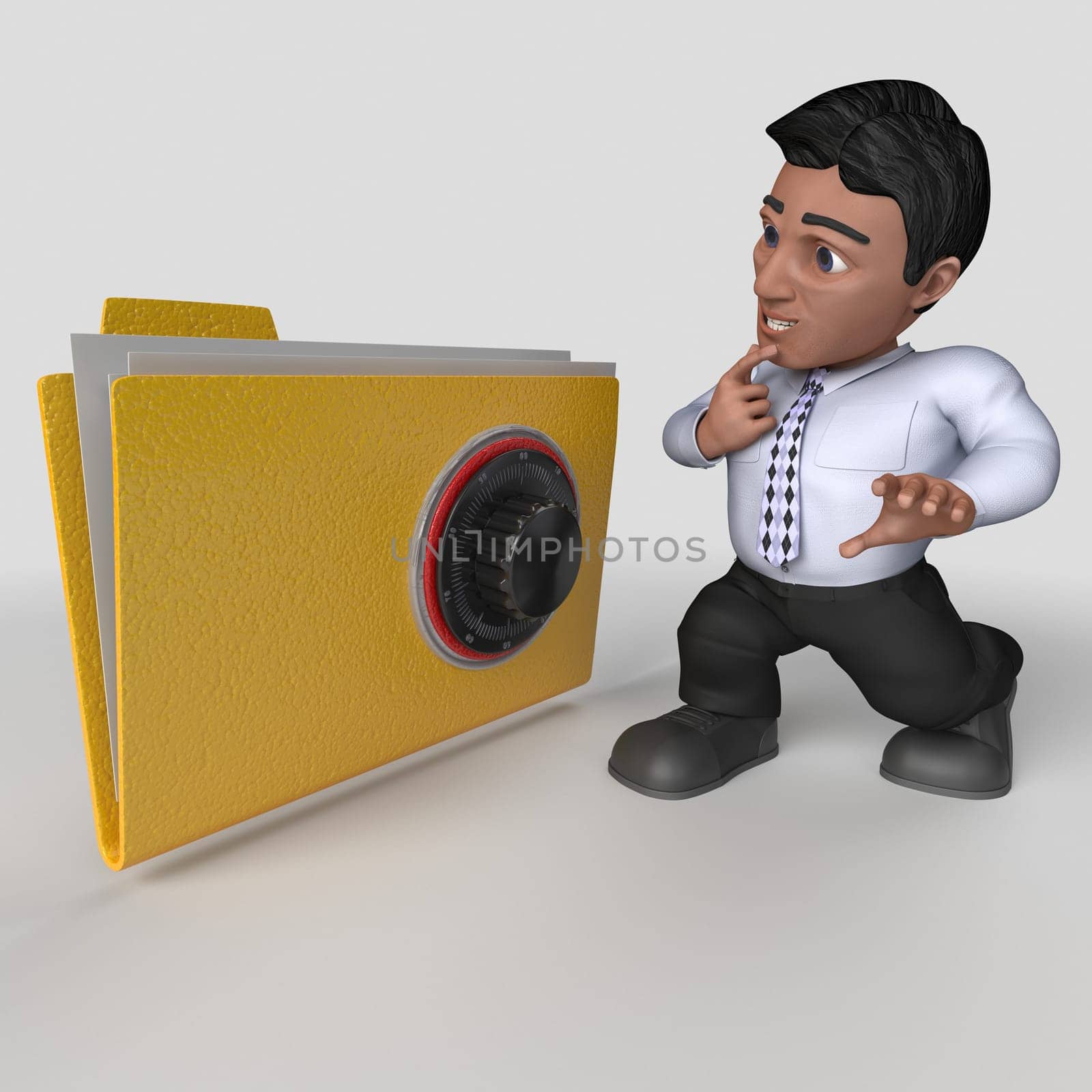 3D Render of Cartoon Business Character