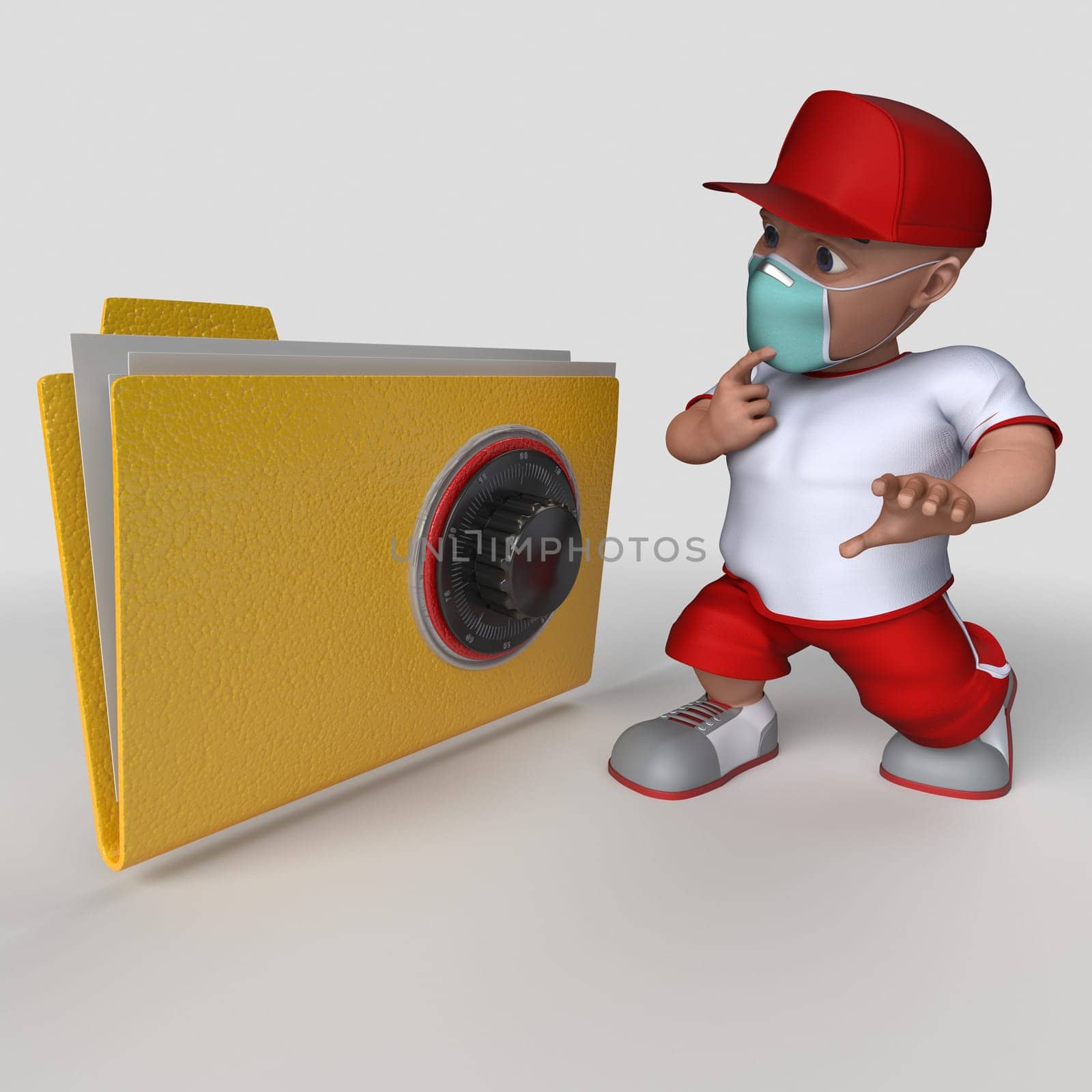 3D Render of Cartoon Sports Character in face mask