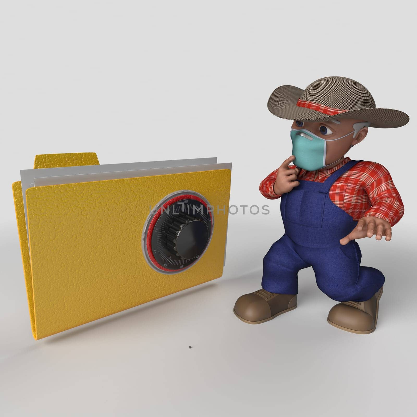 3D Render of Cartoon Farmer Character
