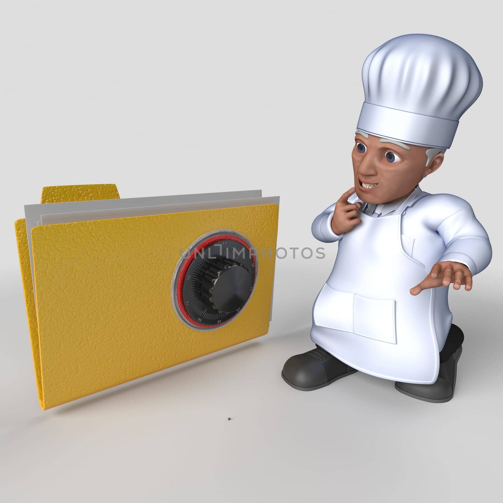 3D Render of Cartoon Baker Character