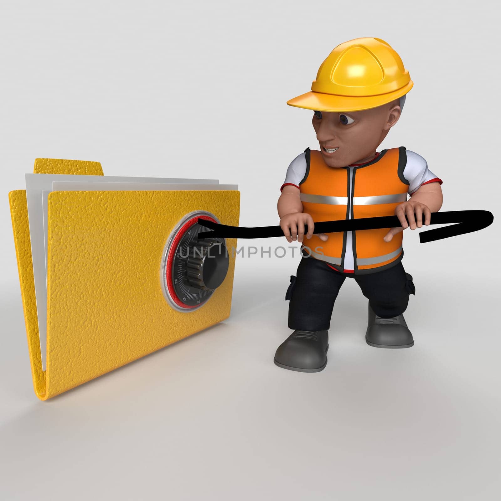 3D Render of Cartoon Builder Character