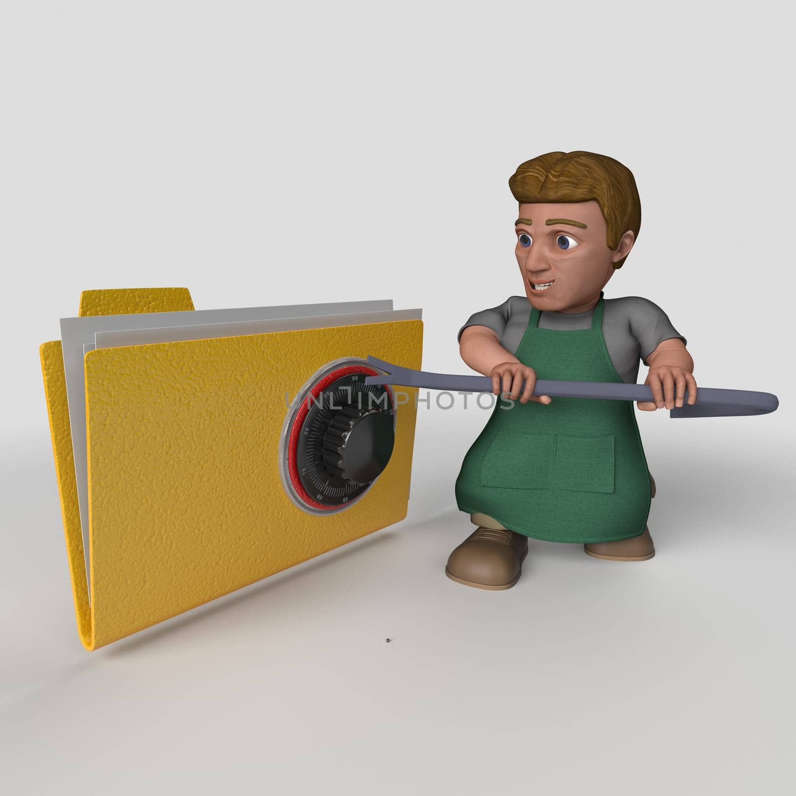 3D Render of Cartoon Shop Keeper Character