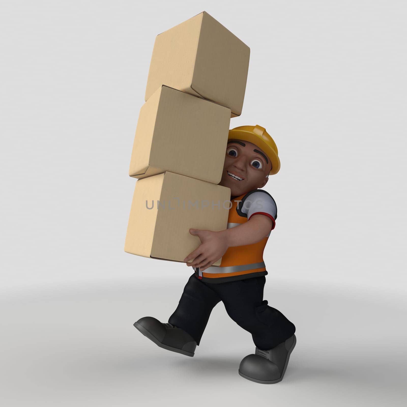 3D Render of Cartoon Builder Character