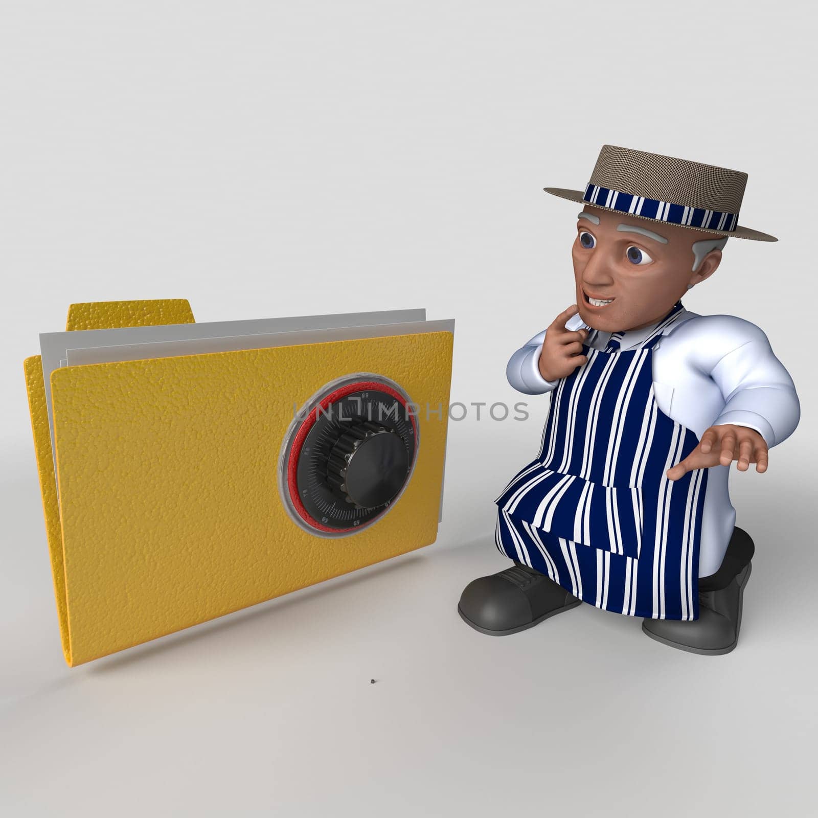 3D Render of Cartoon Butcher Character