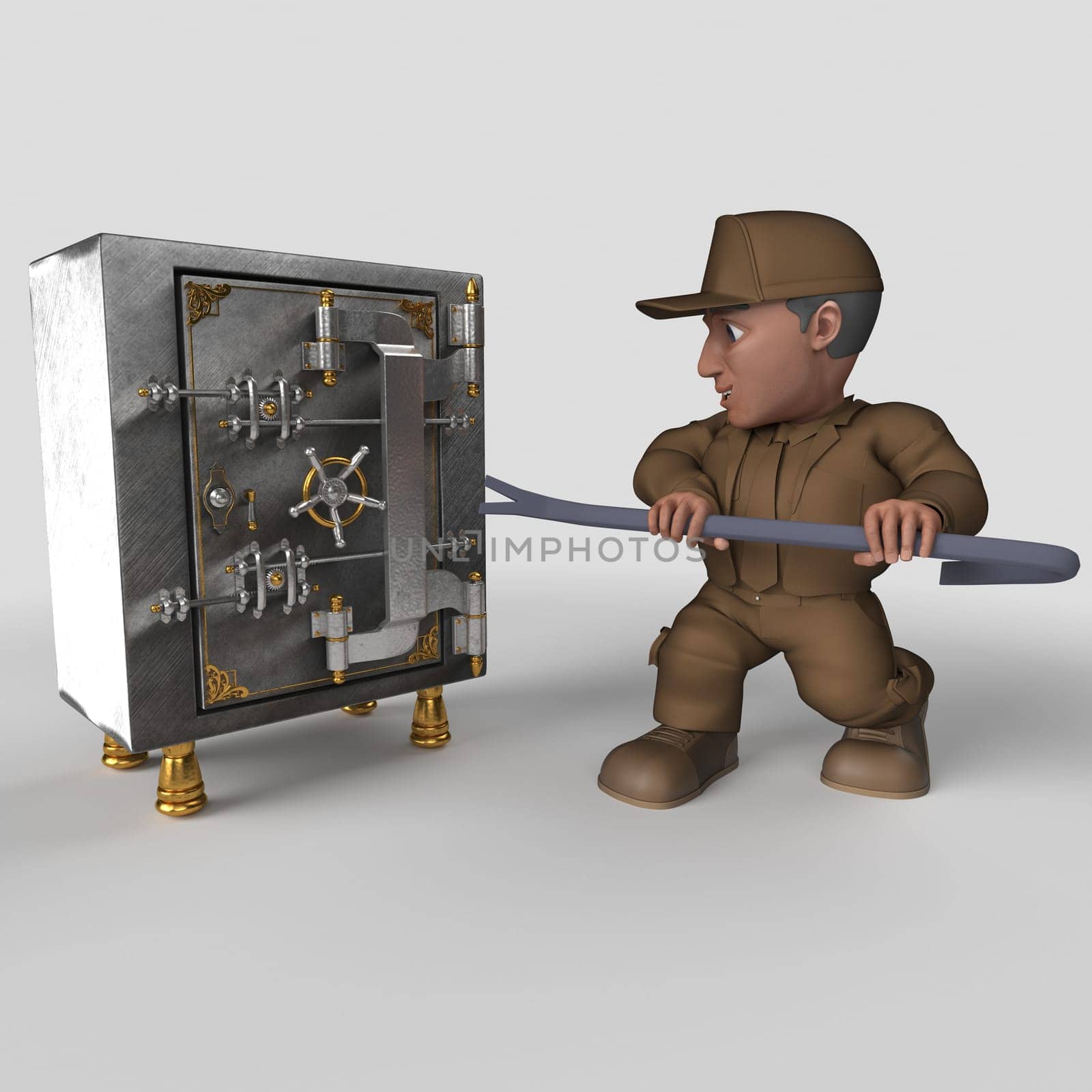 3D Render of Cartoon Delivery Driver