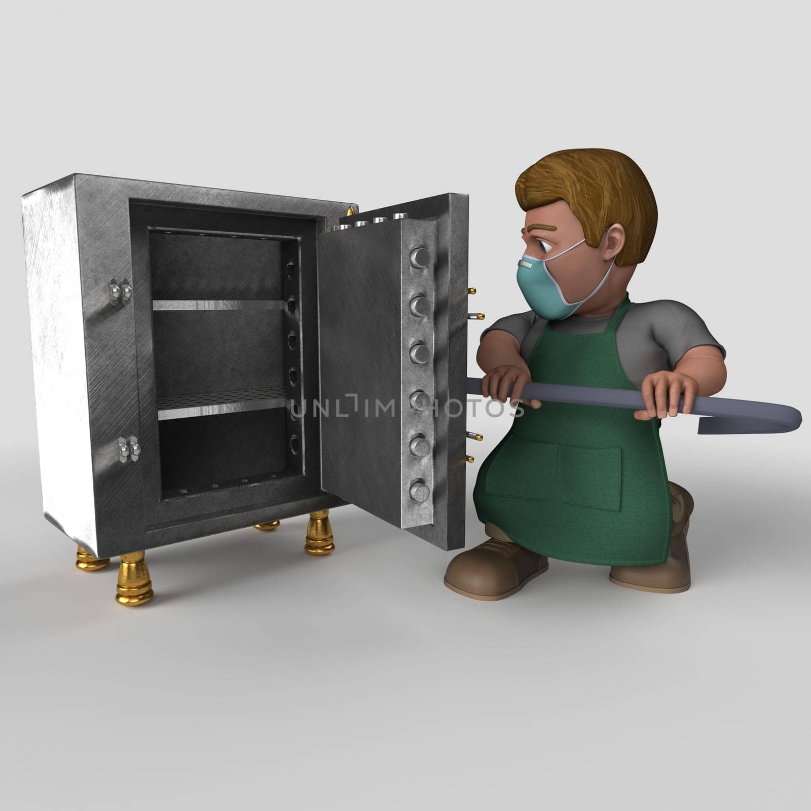 3D Render of Cartoon Shop Keeper Character