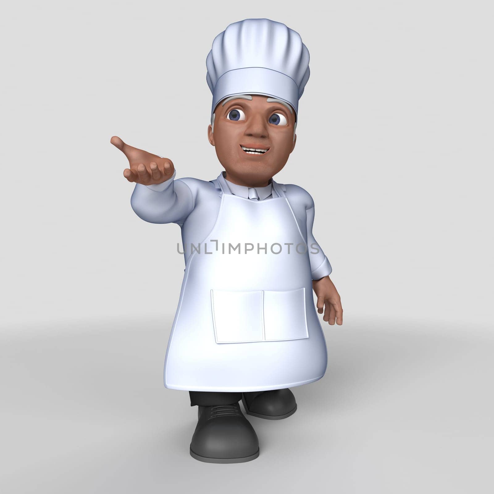 3D Render of Cartoon Baker Character