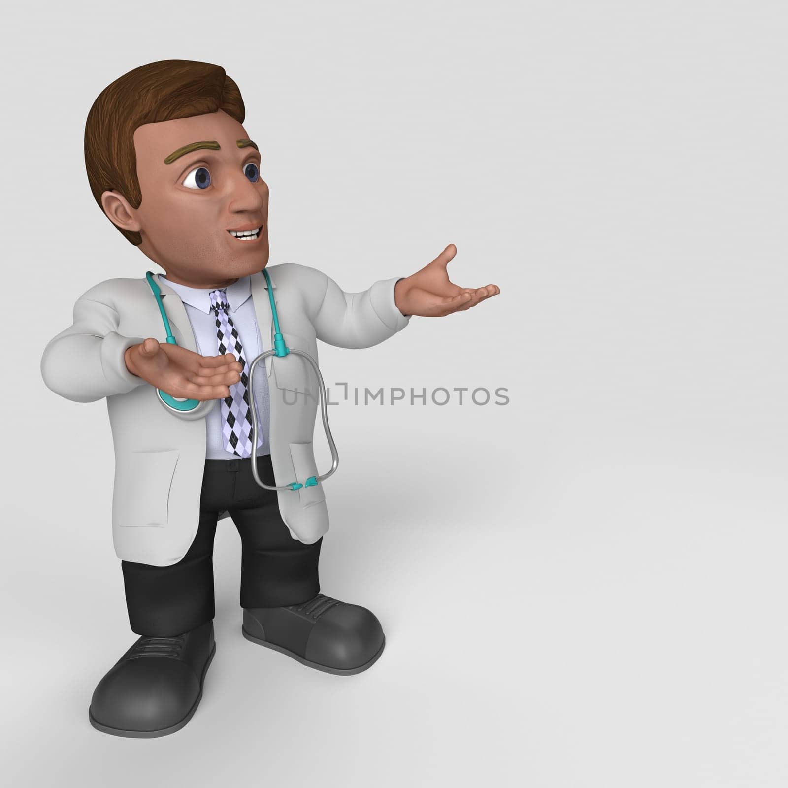 3D Render of Cartoon Doctor Character