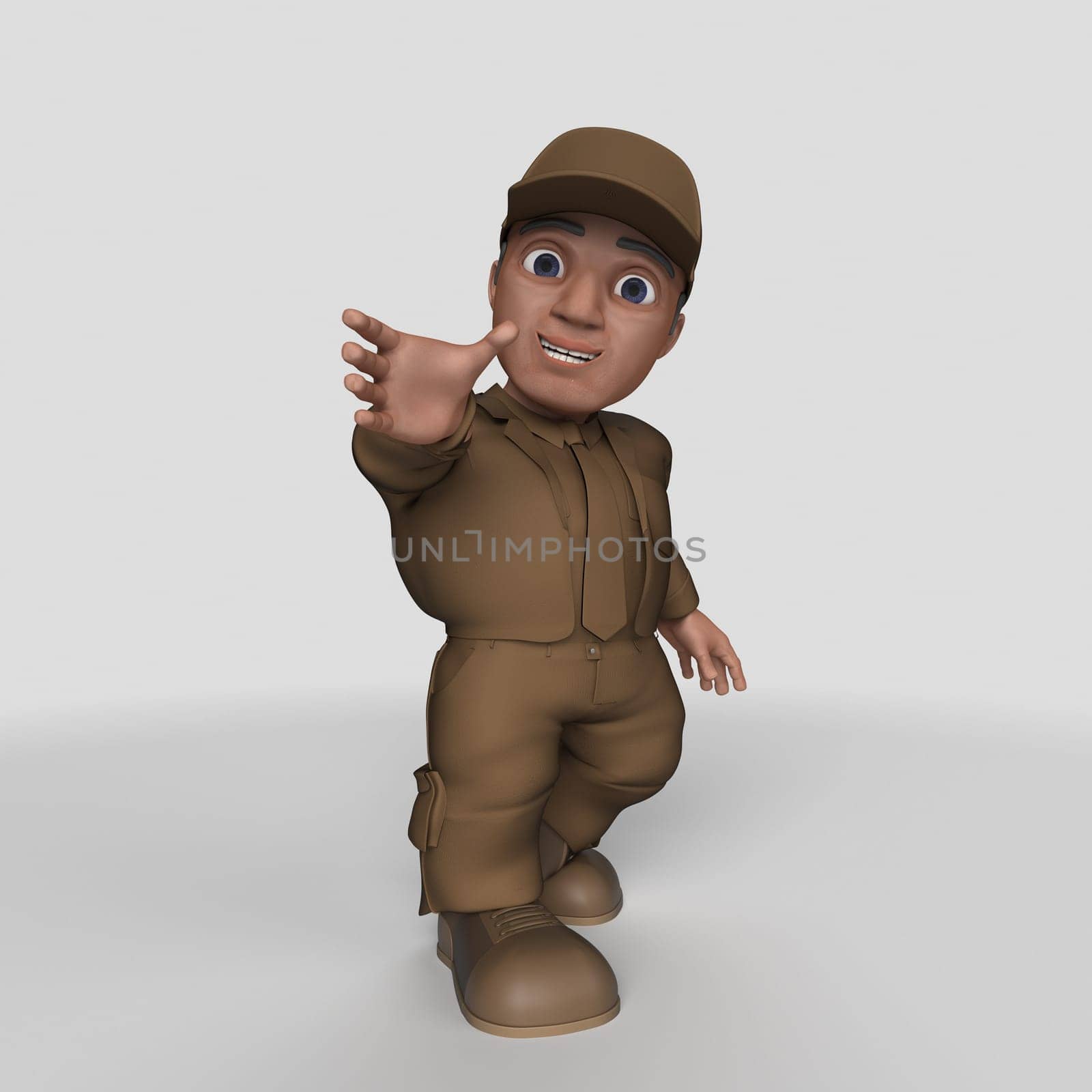 3D Render of Cartoon Delivery Driver