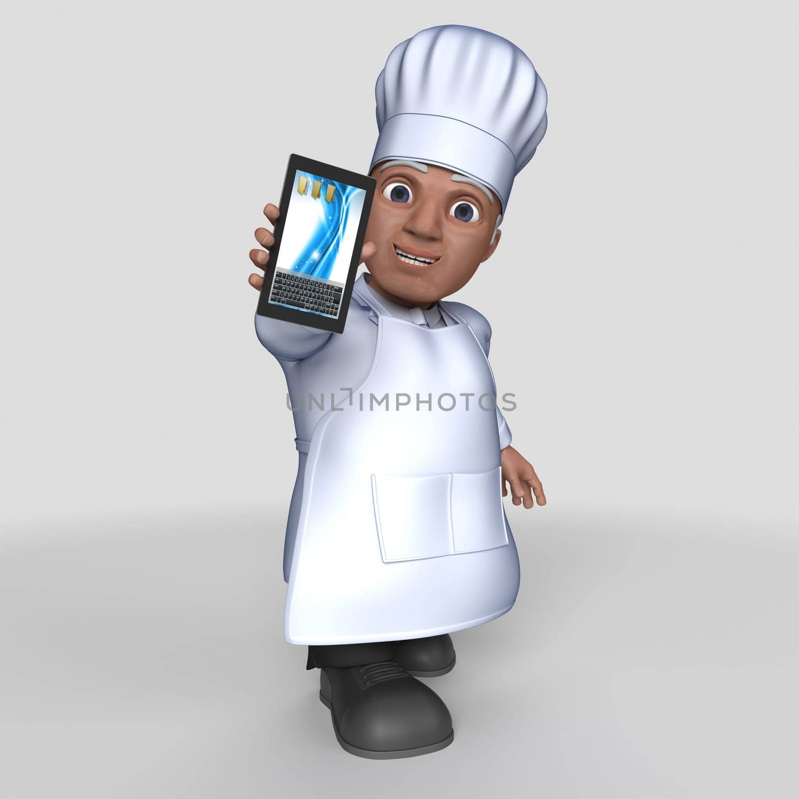 3D Render of Cartoon Baker Character
