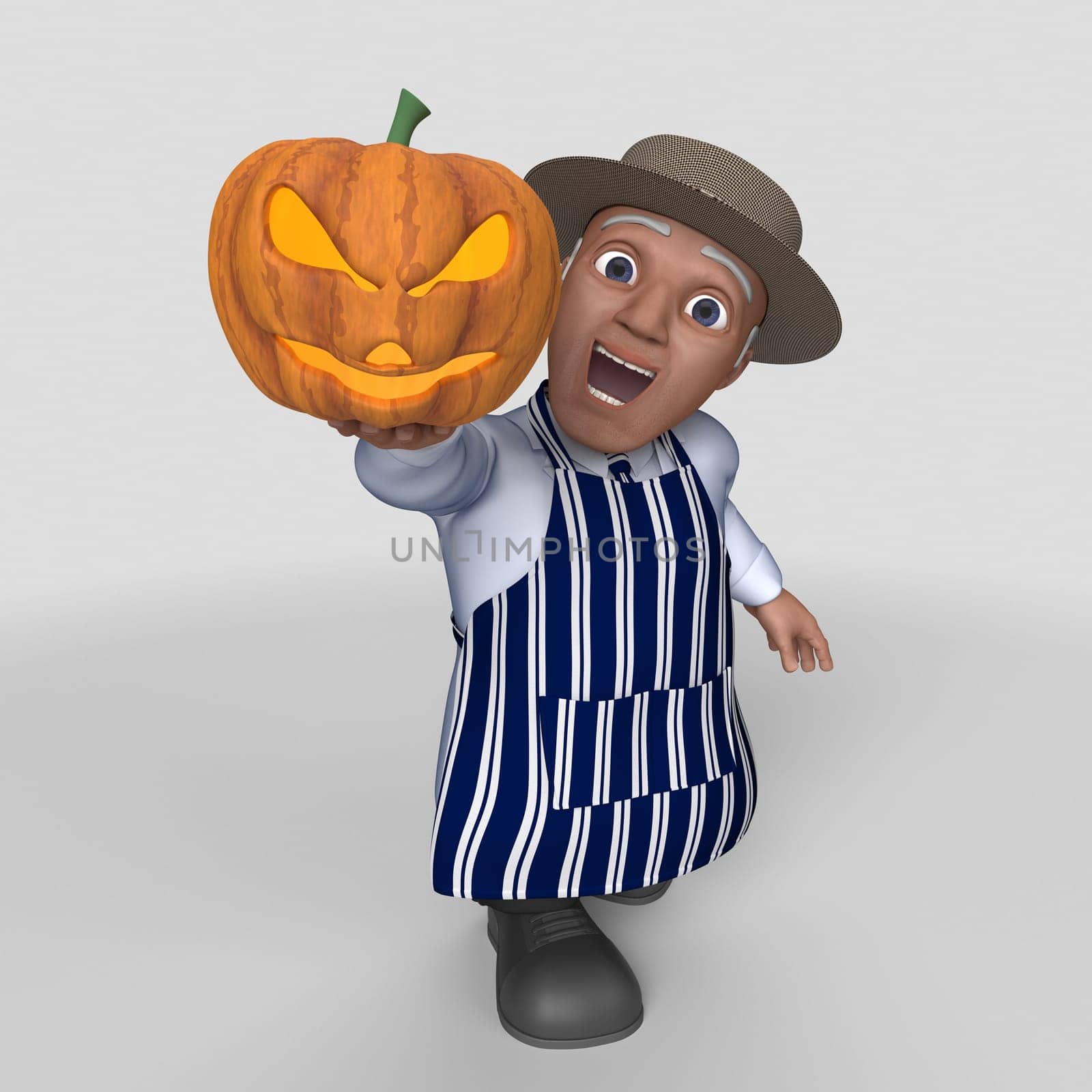 3D Render of Cartoon Butcher Character