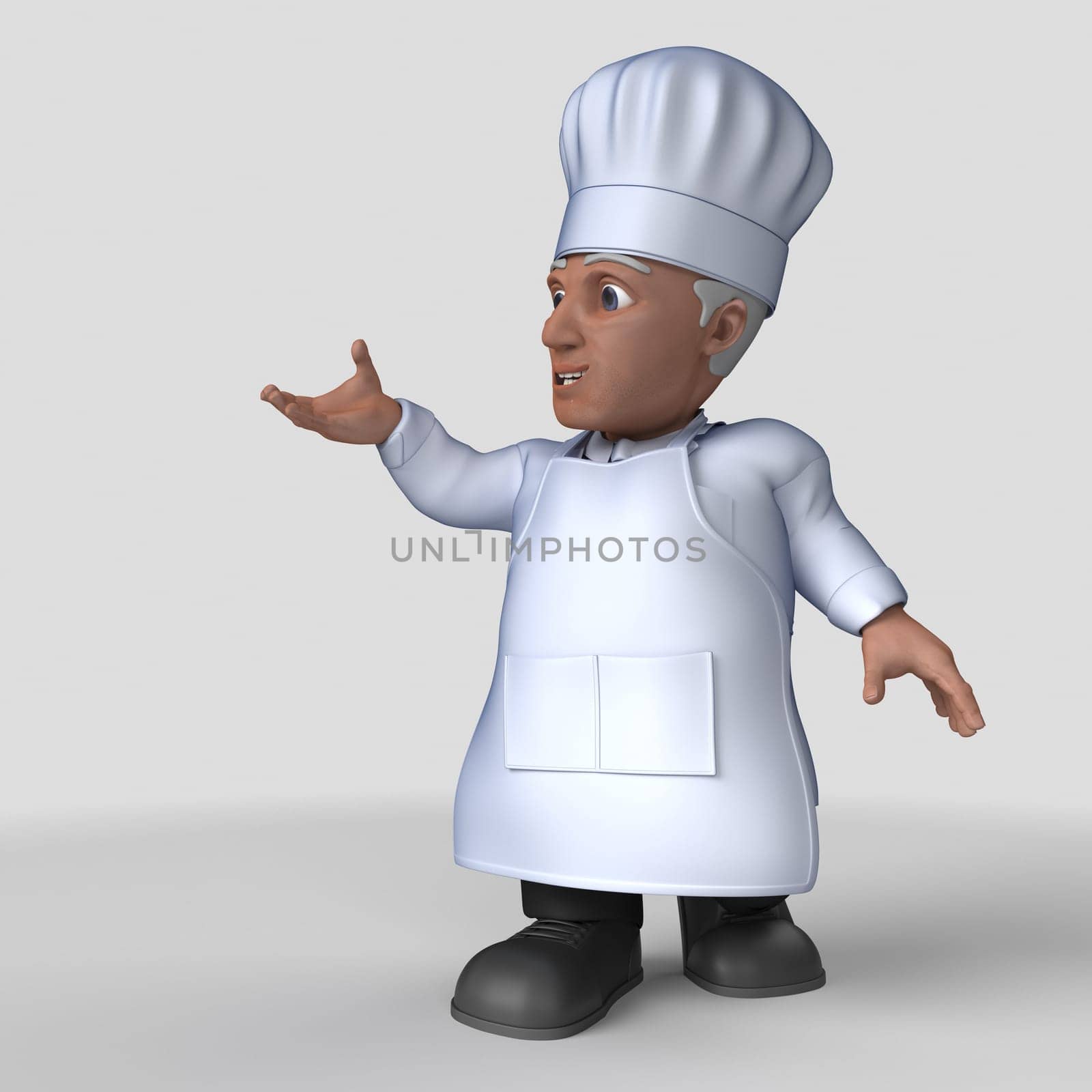 3D Render of Cartoon Baker Character