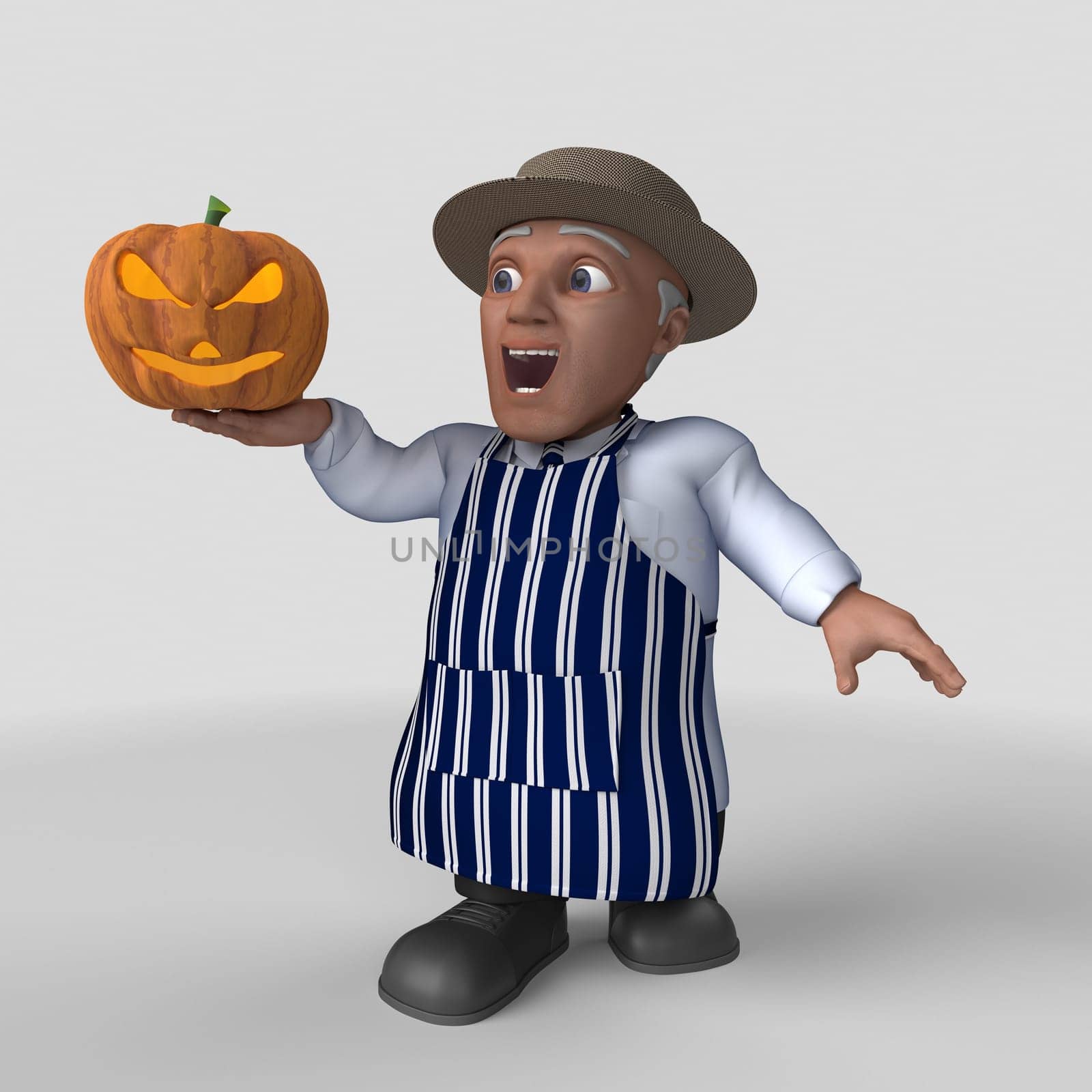 3D Render of Cartoon Butcher Character