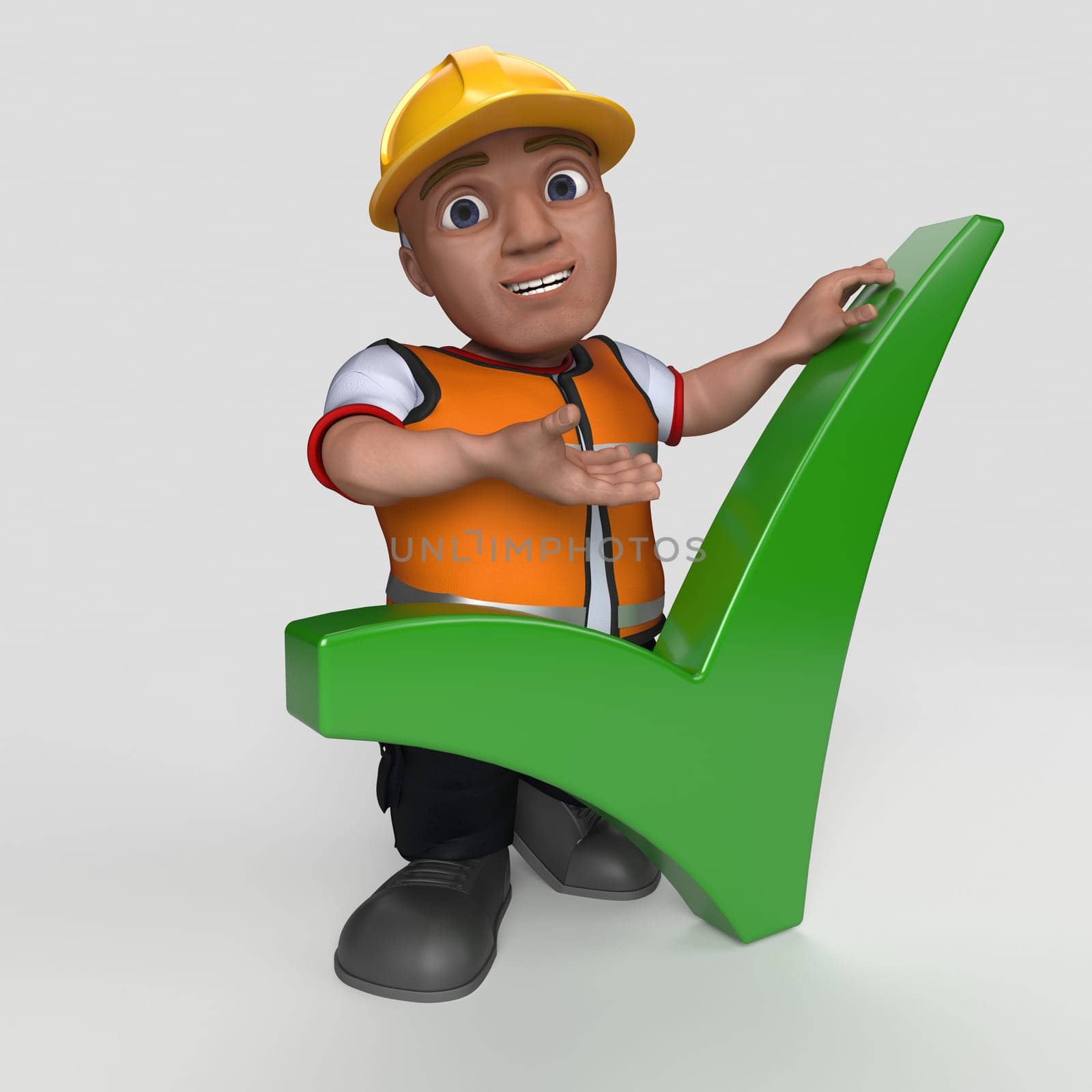 3D Render of Cartoon Builder Character
