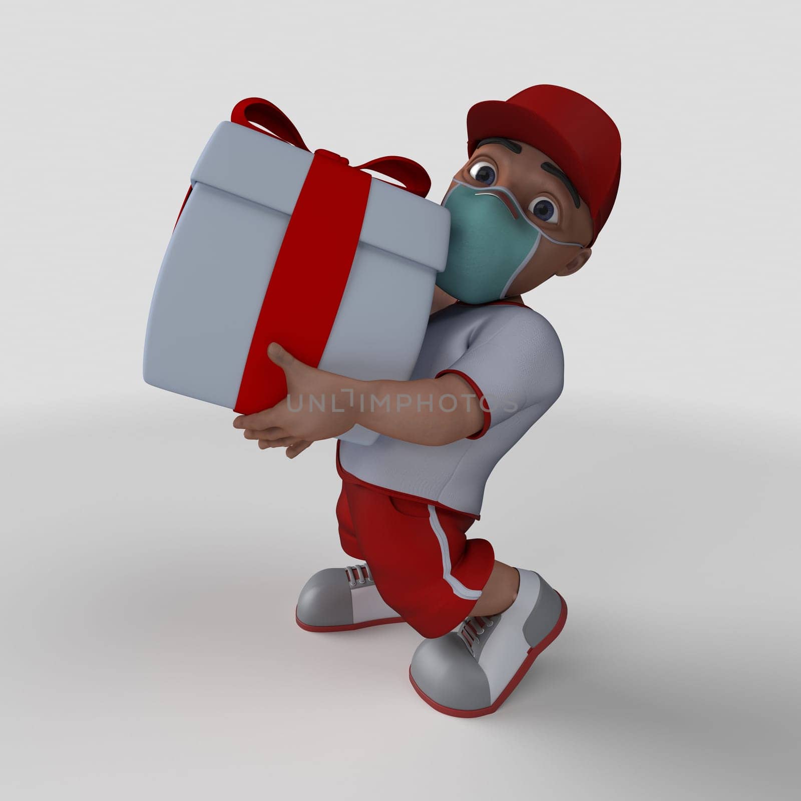 3D Render of Cartoon Sports Character in face mask