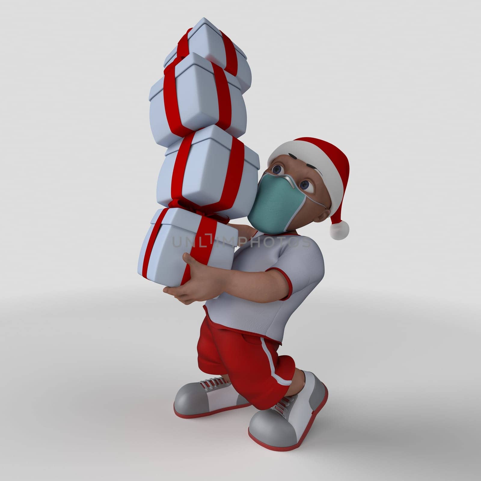 3D Render of Cartoon Sports Character in face mask