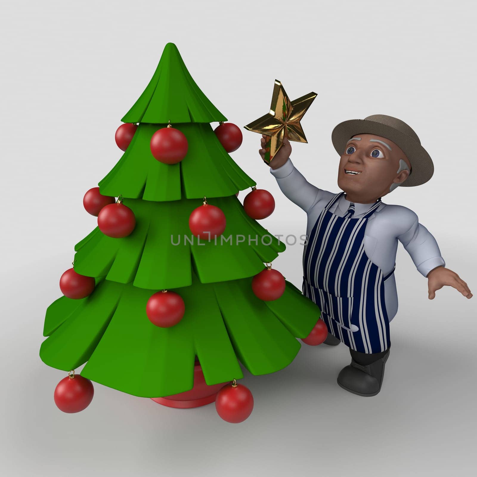3D Render of Cartoon Butcher Character