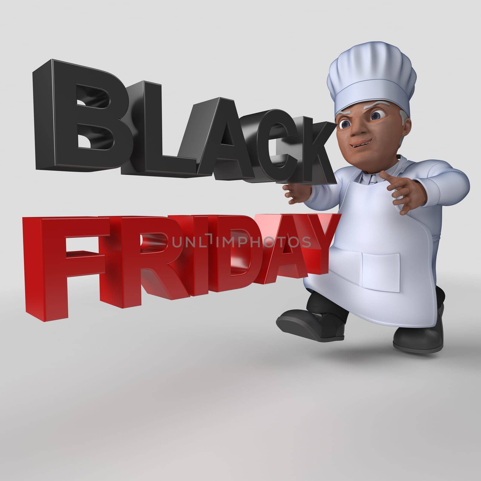 3D Render of Cartoon Baker Character