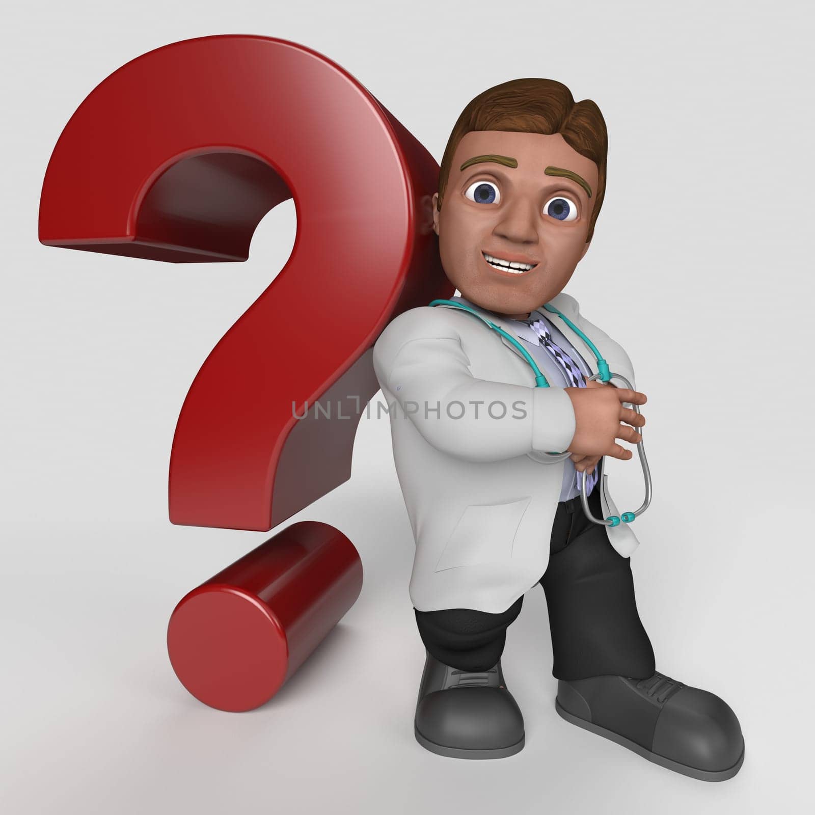 3D Render of Cartoon Doctor Character