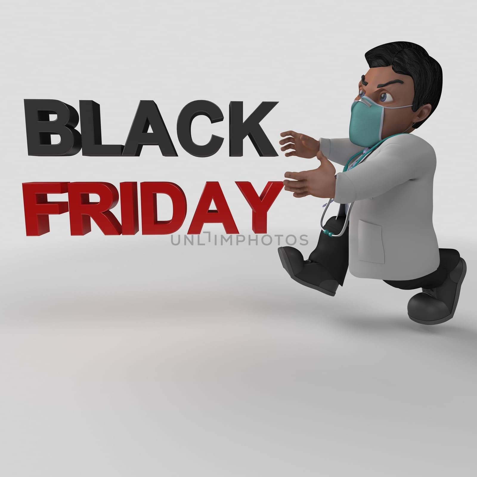 3D Render of Cartoon Doctor Character in face mask