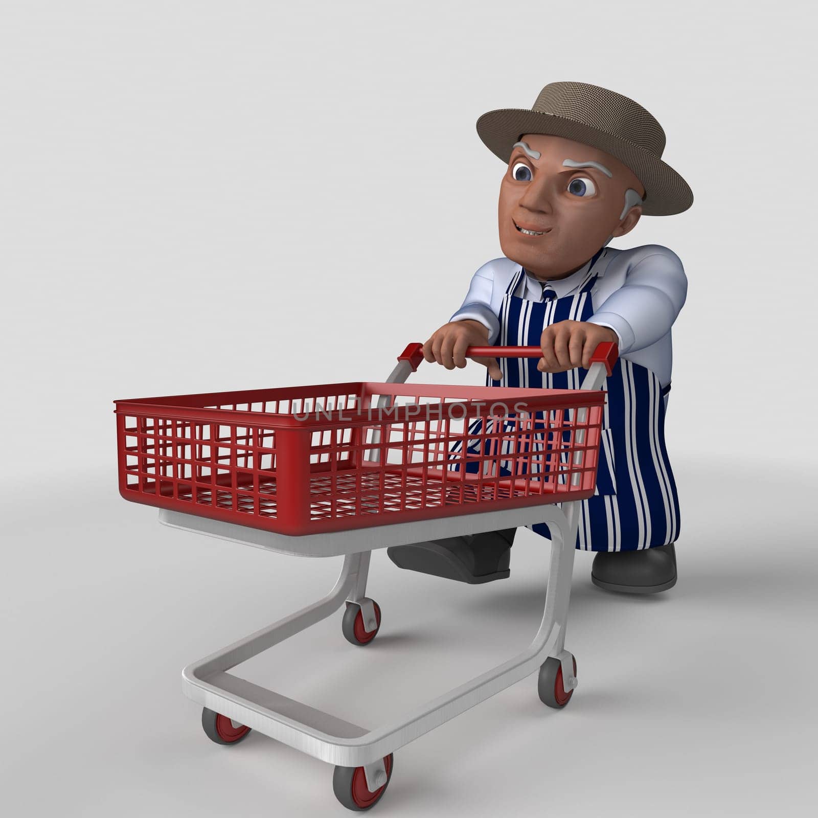 3D Render of Cartoon Butcher Character
