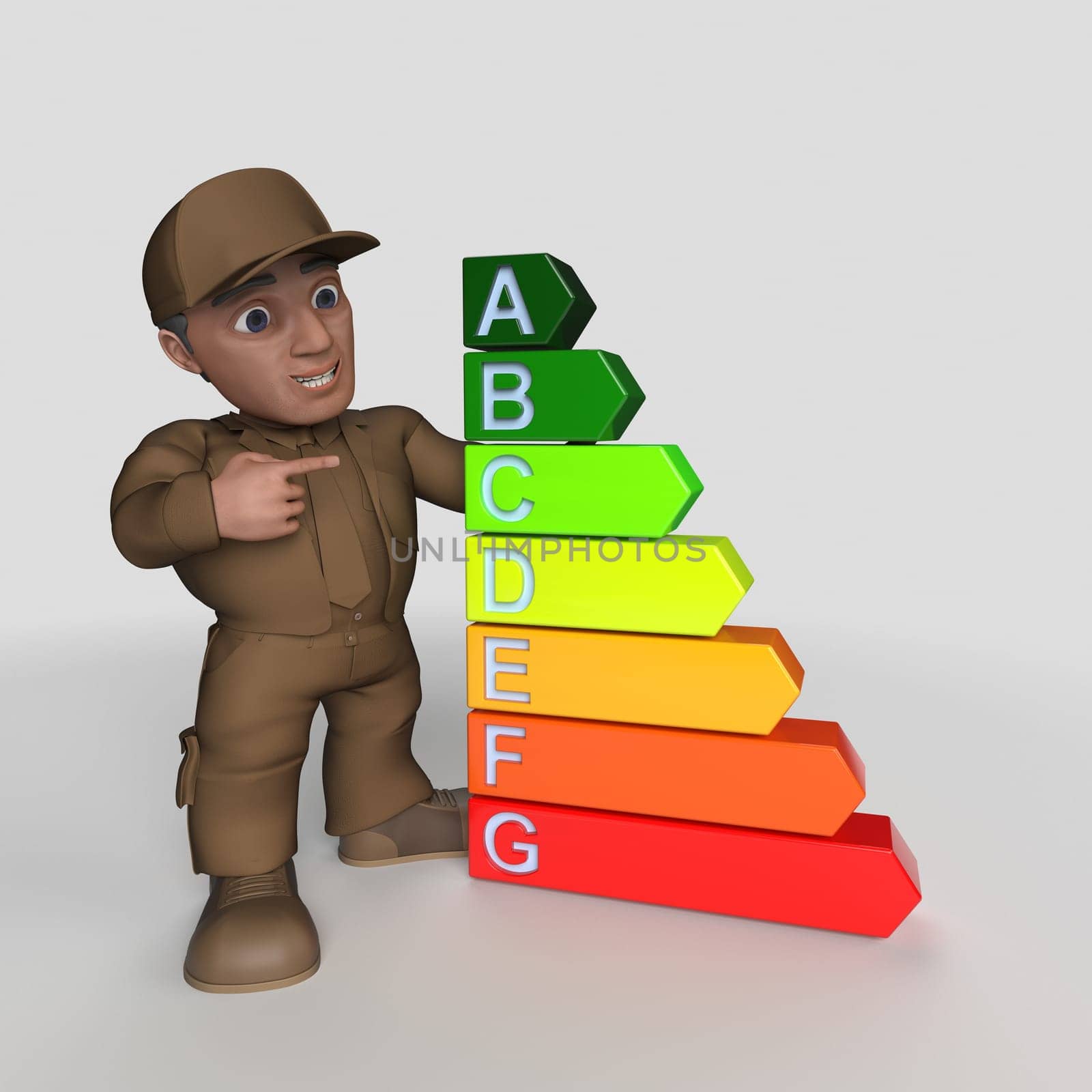 3D Render of Cartoon Delivery Driver