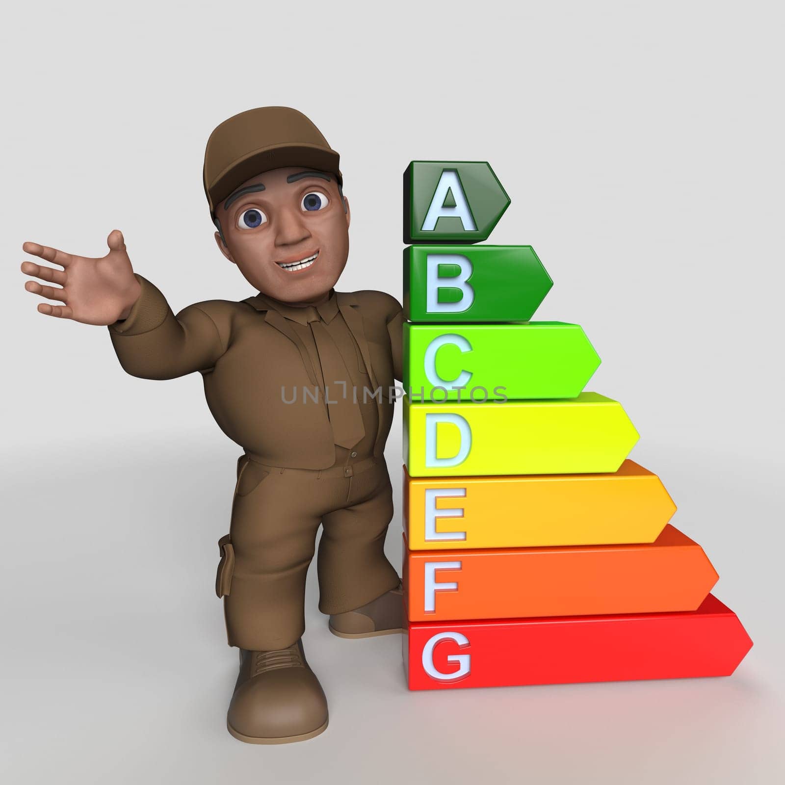 3D Render of Cartoon Delivery Driver