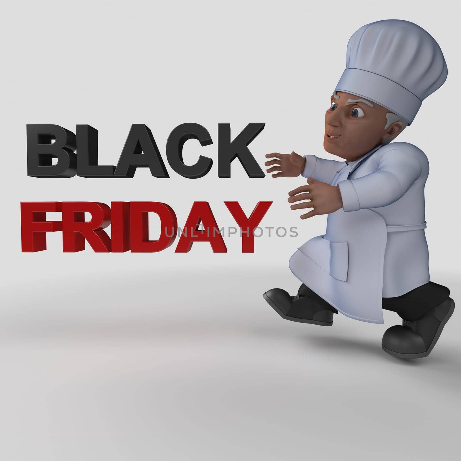 3D Render of Cartoon Baker Character