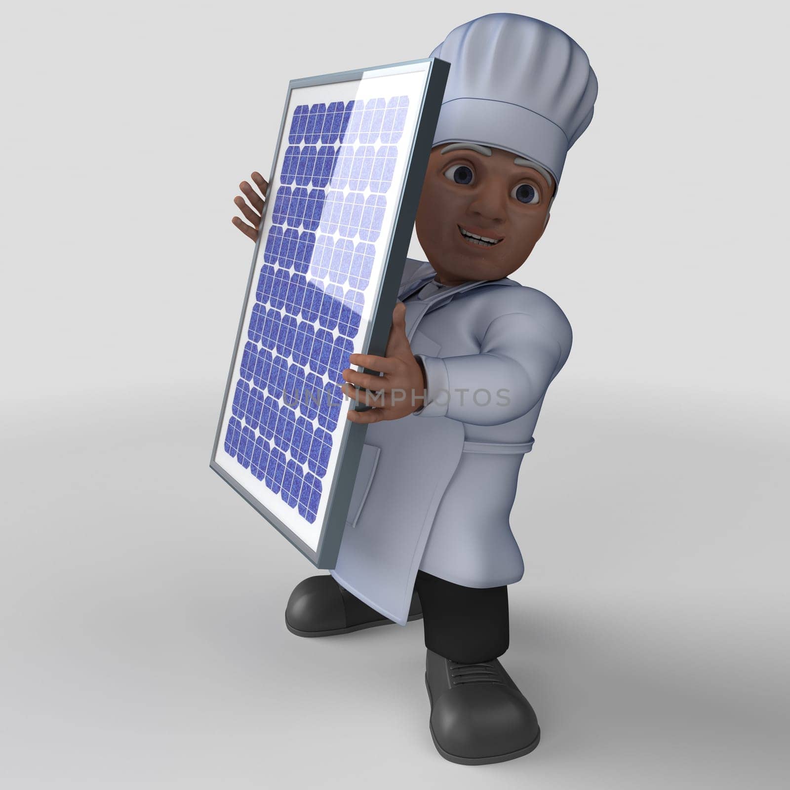 3D Render of Cartoon Baker Character