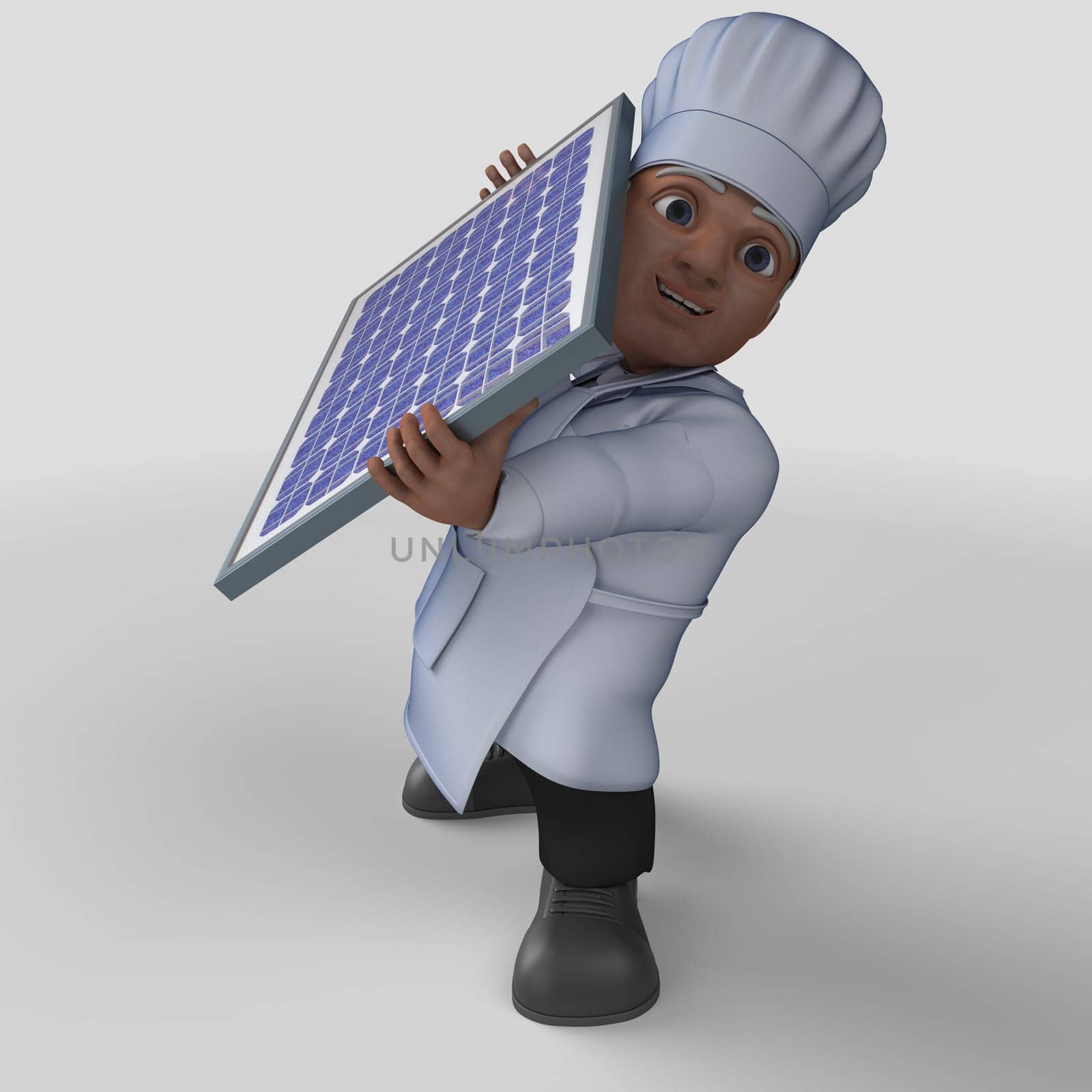 3D Render of Cartoon Baker Character