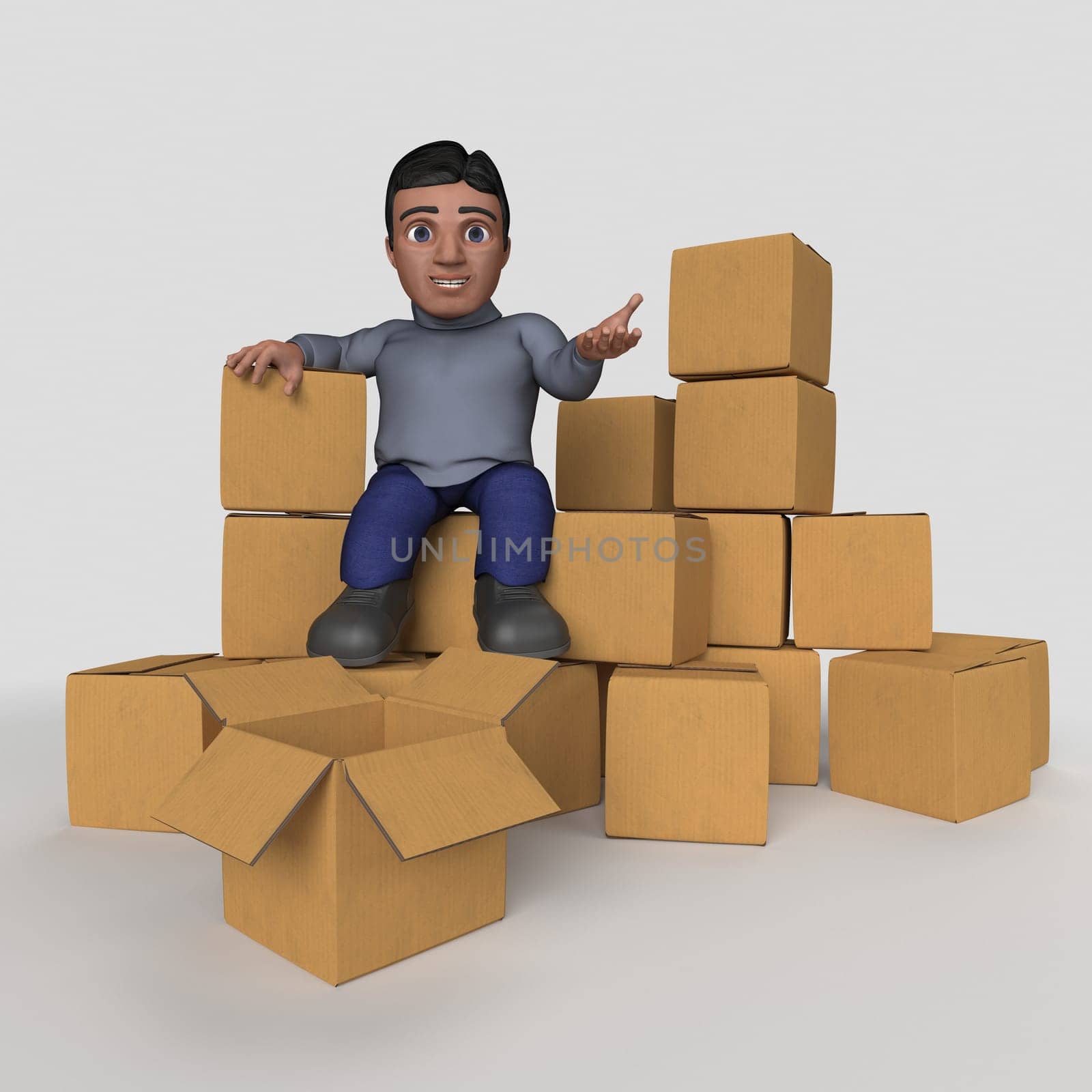 3D Render of Cartoon Casual Character
