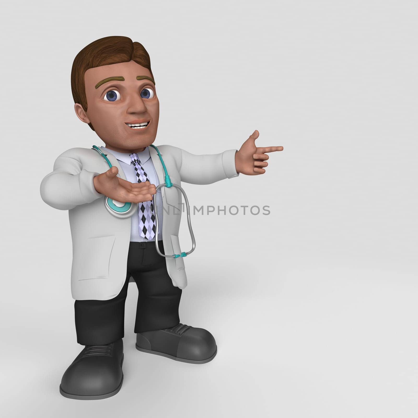 3D Render of Cartoon Doctor Character
