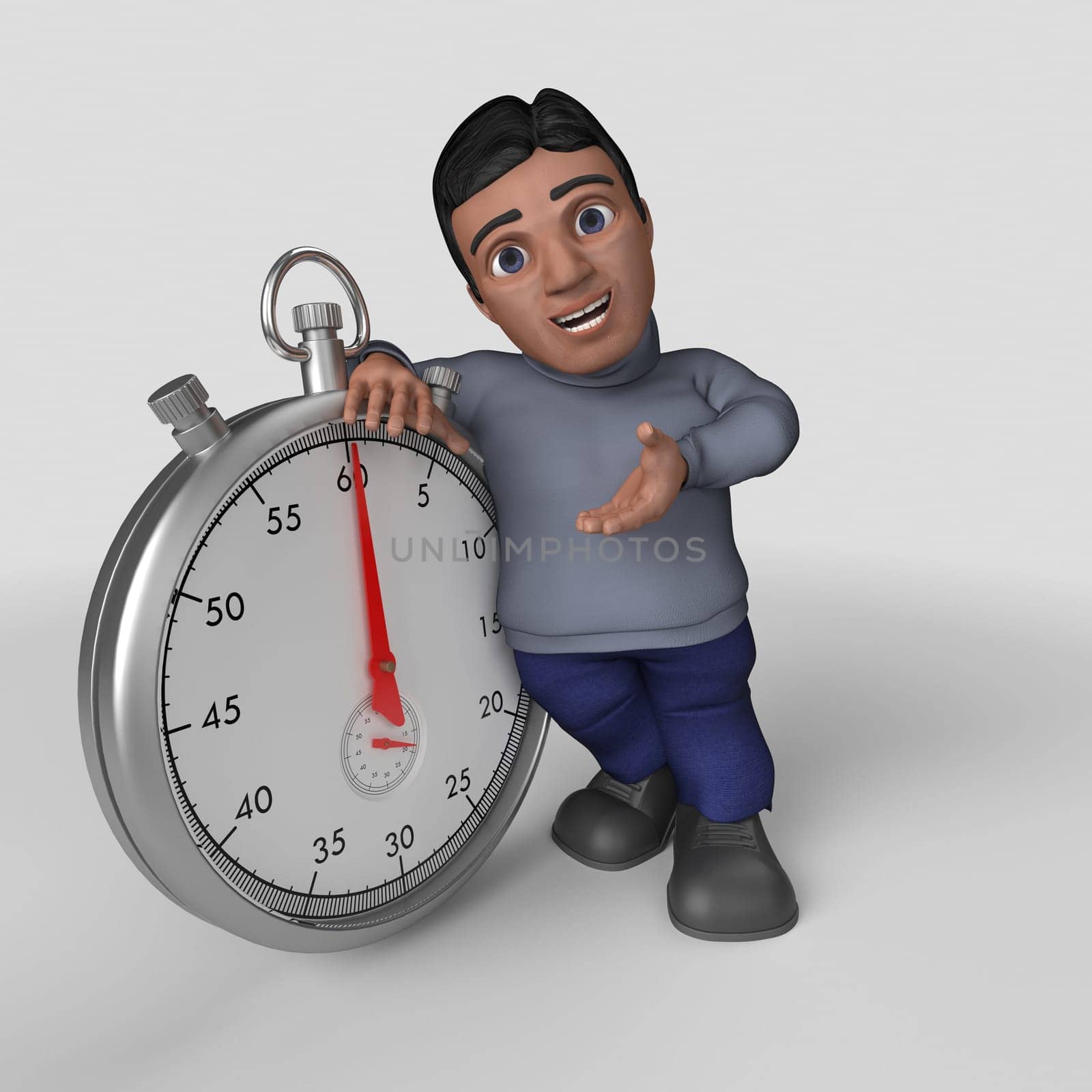 3D Render of Cartoon Casual Character