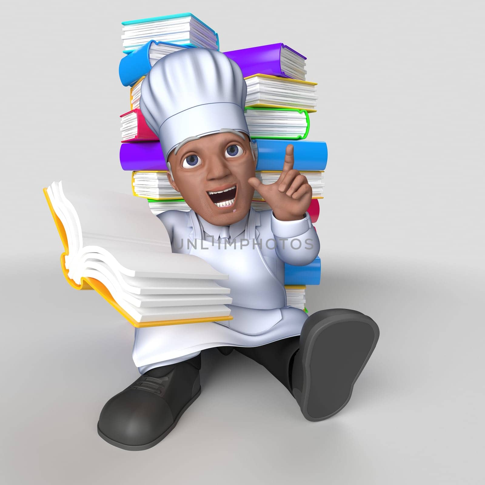 3D Render of Cartoon Baker Character