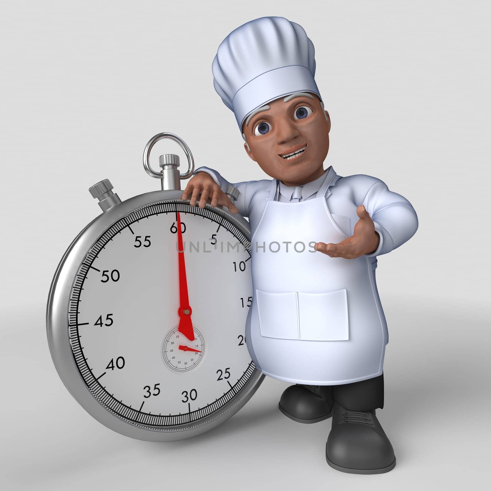 3D Render of Cartoon Baker Character