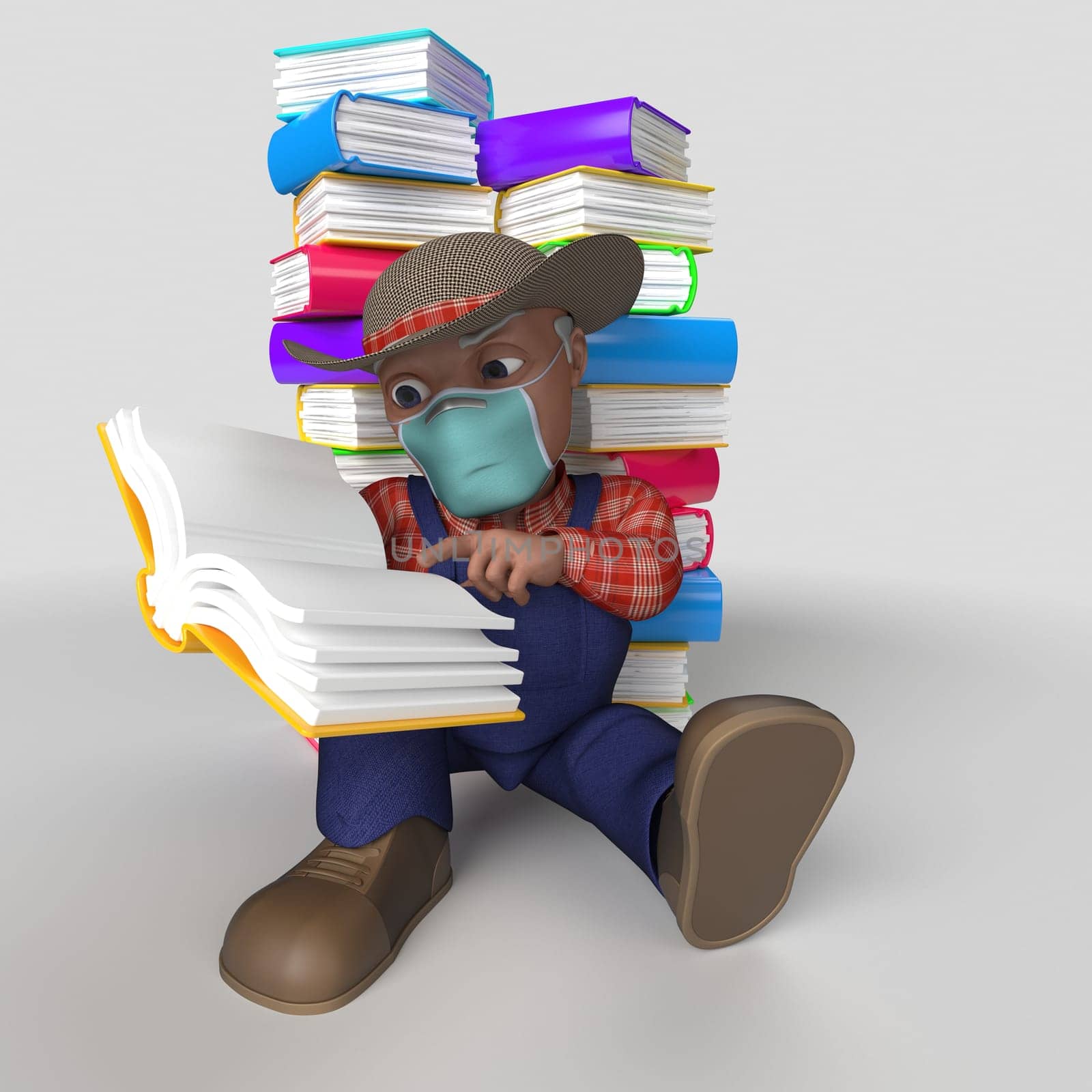 3D Render of Cartoon Farmer Character