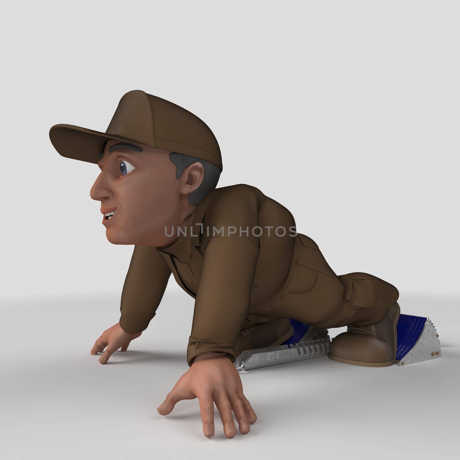 3D Render of Cartoon Delivery Driver