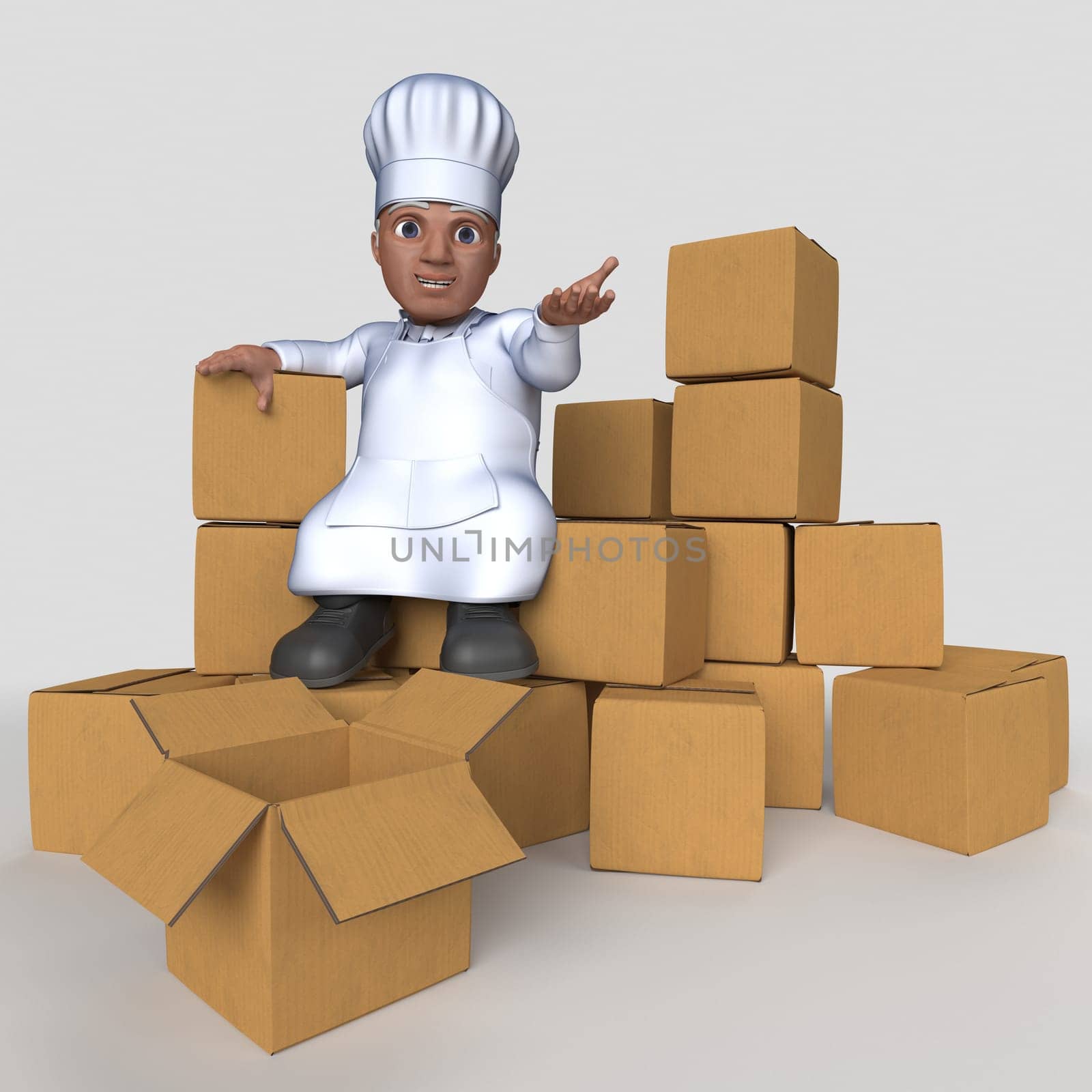 3D Render of Cartoon Baker Character