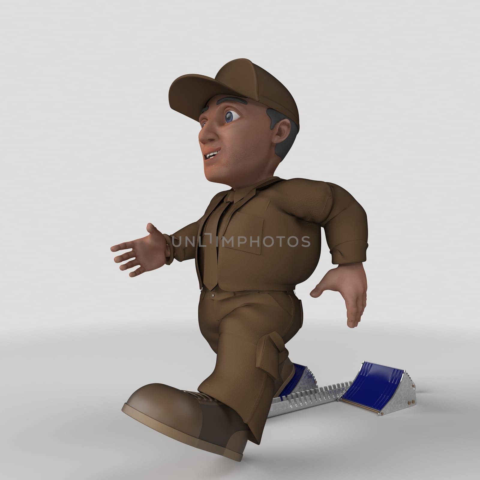 3D Render of Cartoon Delivery Driver