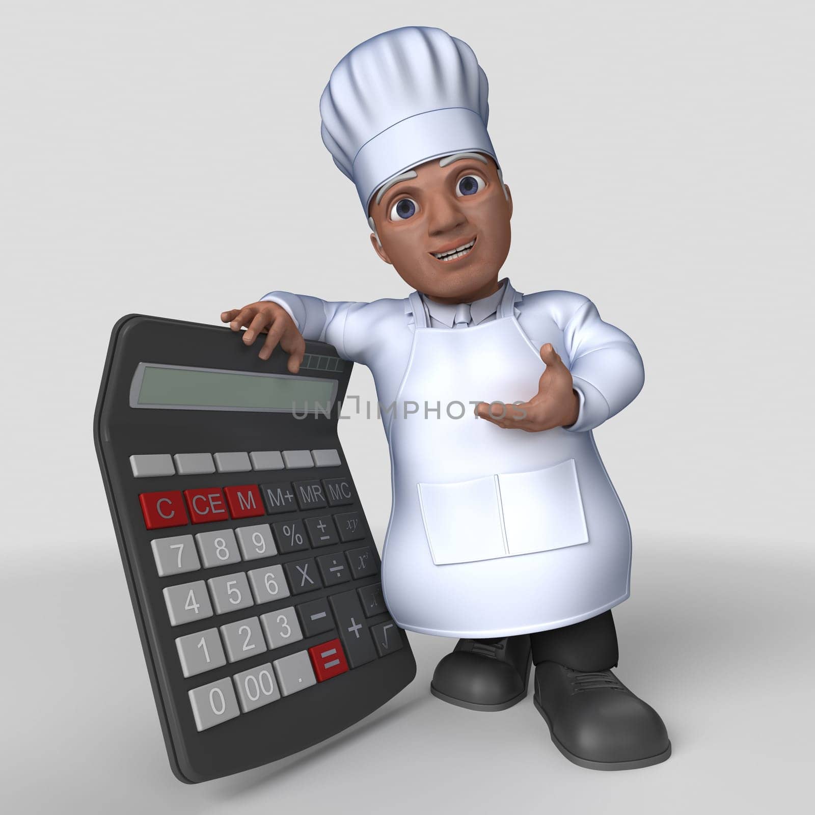 3D Render of Cartoon Baker Character