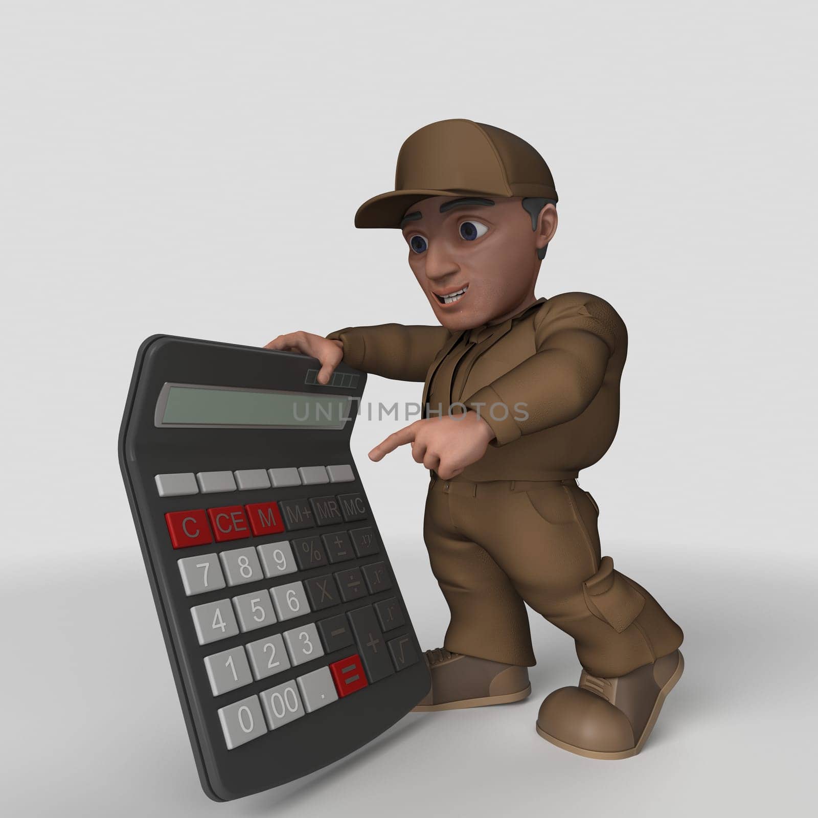 3D Render of Cartoon Delivery Driver