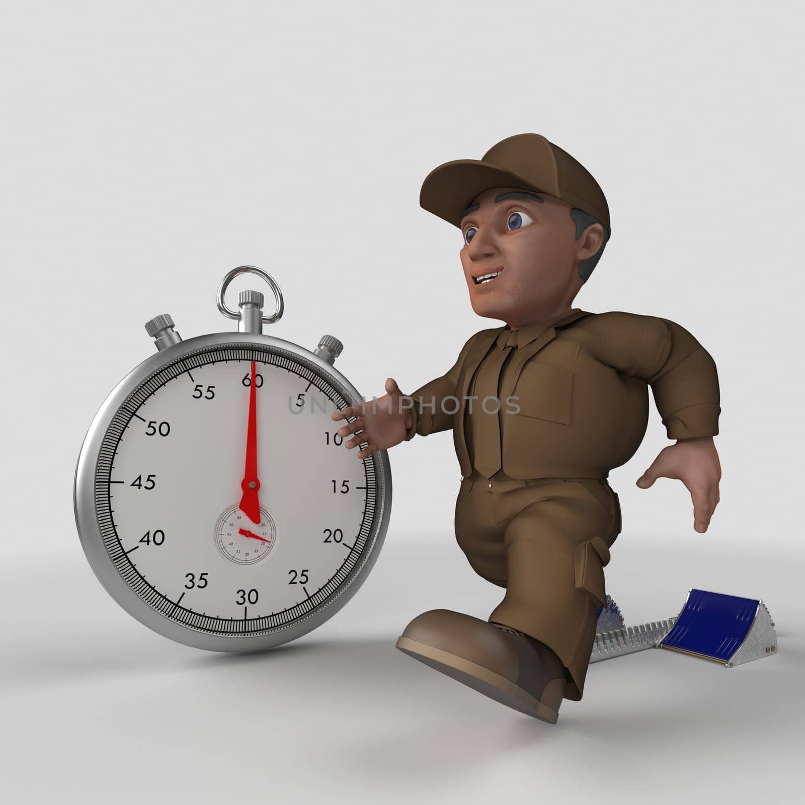 3D Render of Cartoon Delivery Driver