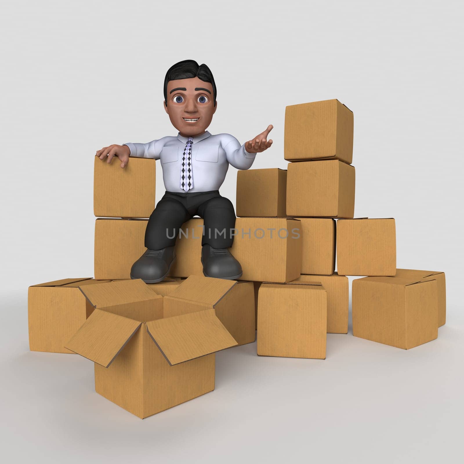 3D Render of Cartoon Business Character