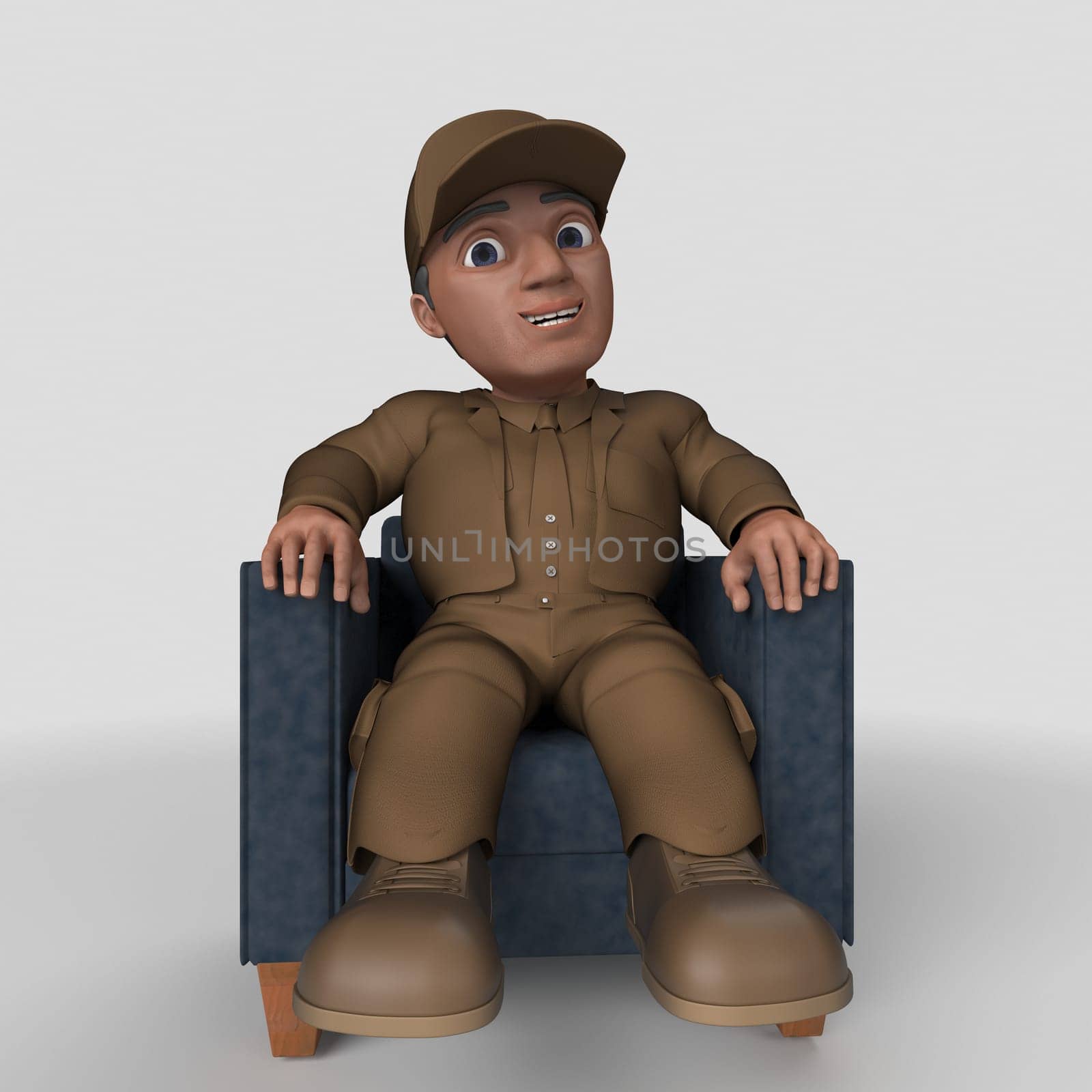 3D Render of Cartoon Delivery Driver