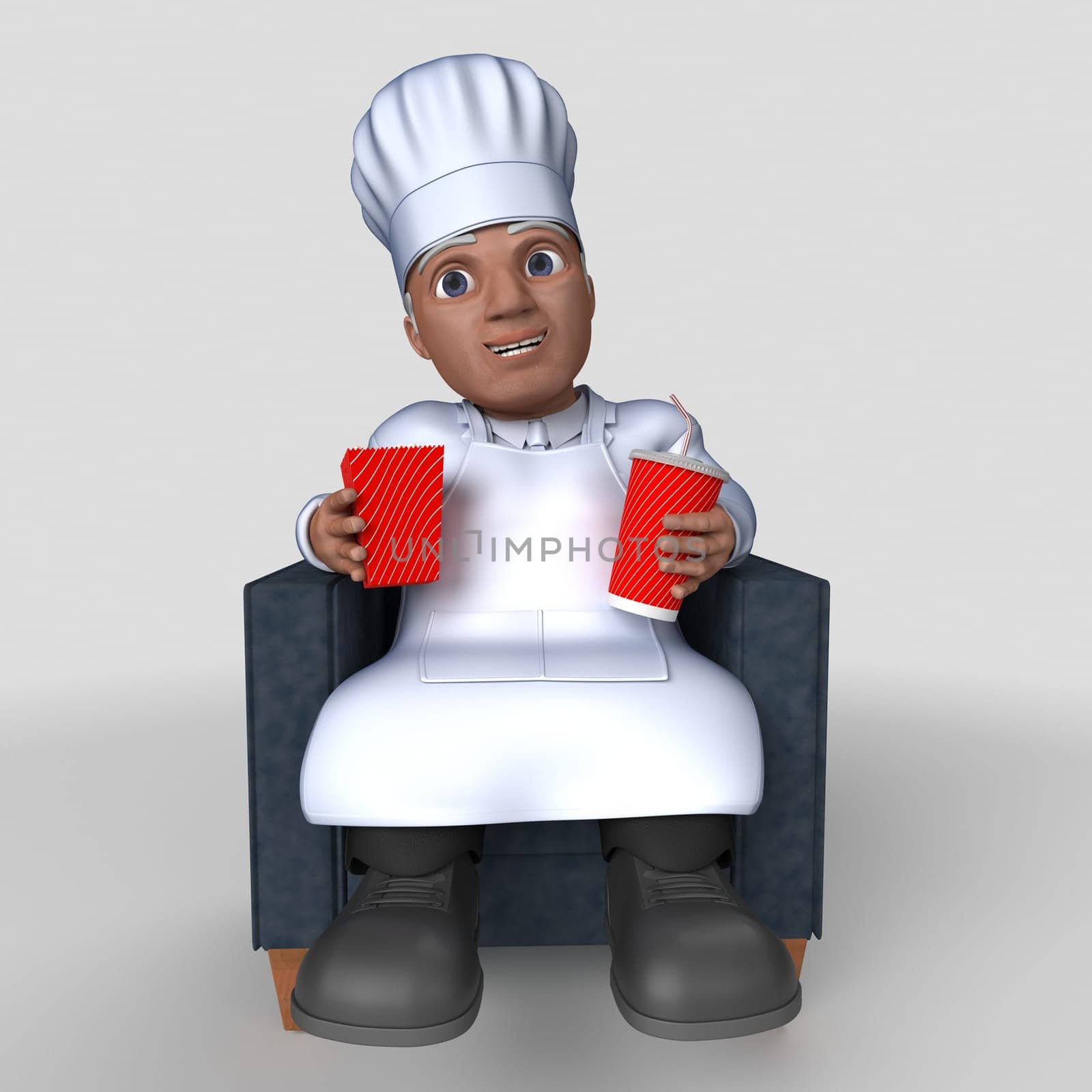 3D Render of Cartoon Baker Character
