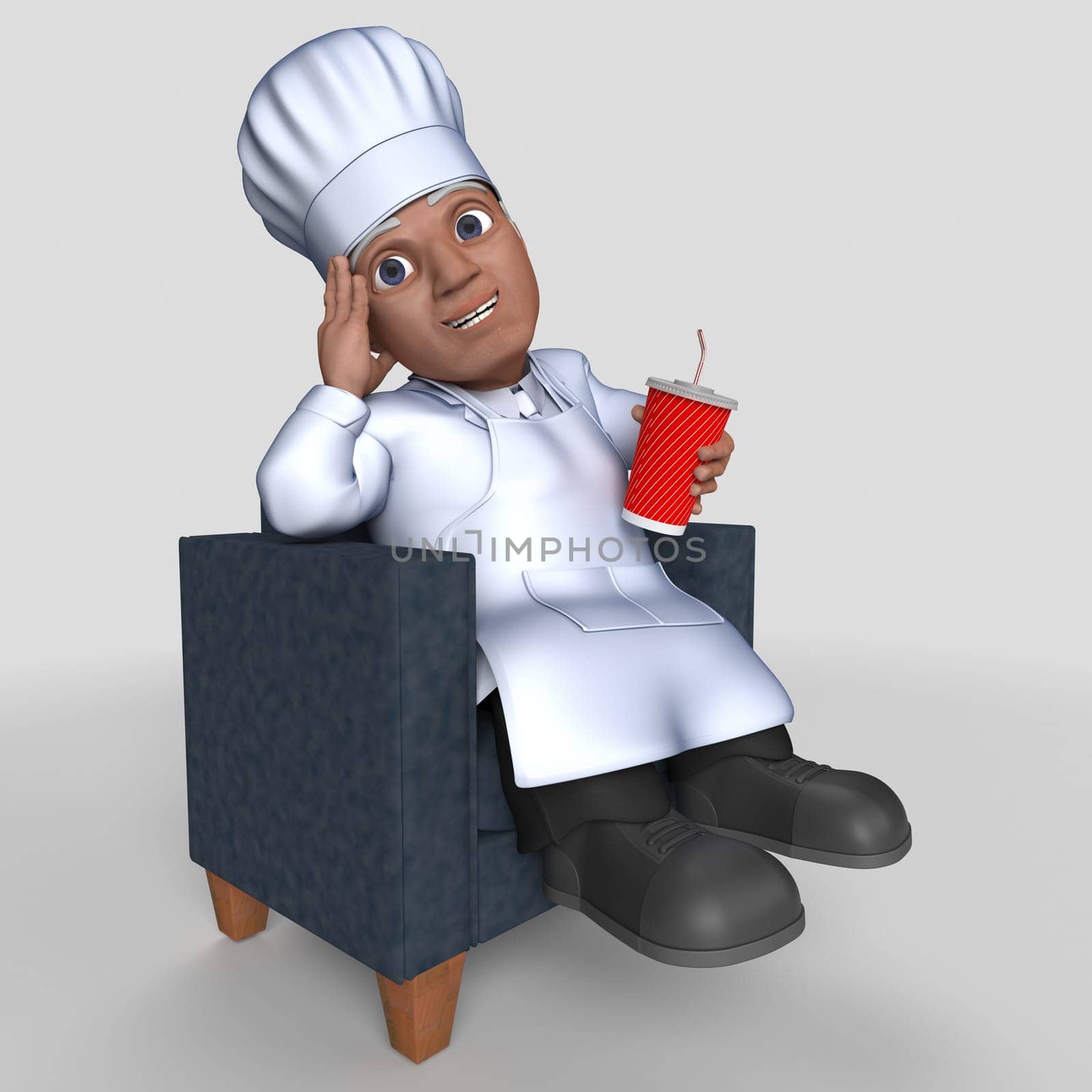 3D Render of Cartoon Baker Character