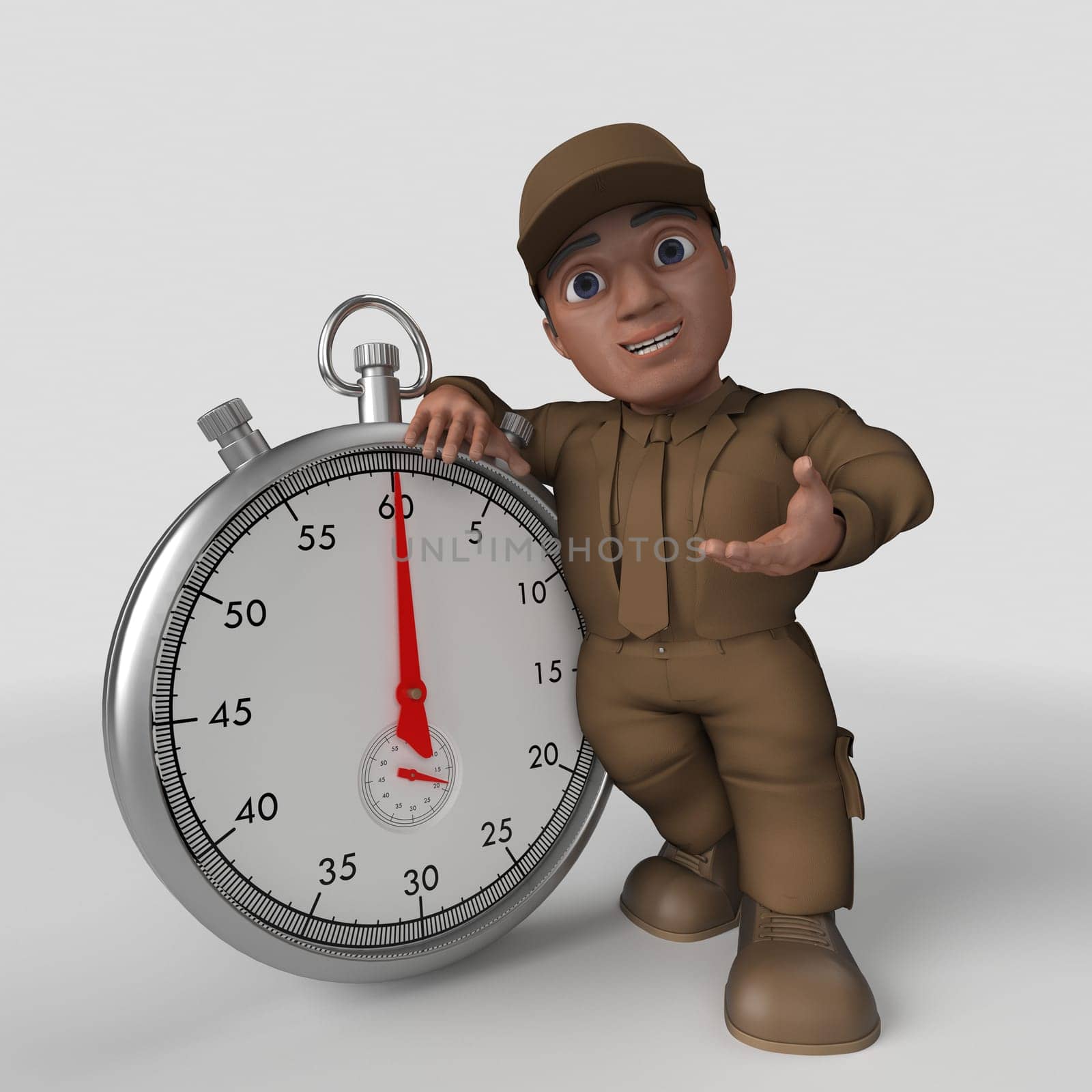 3D Render of Cartoon Delivery Driver