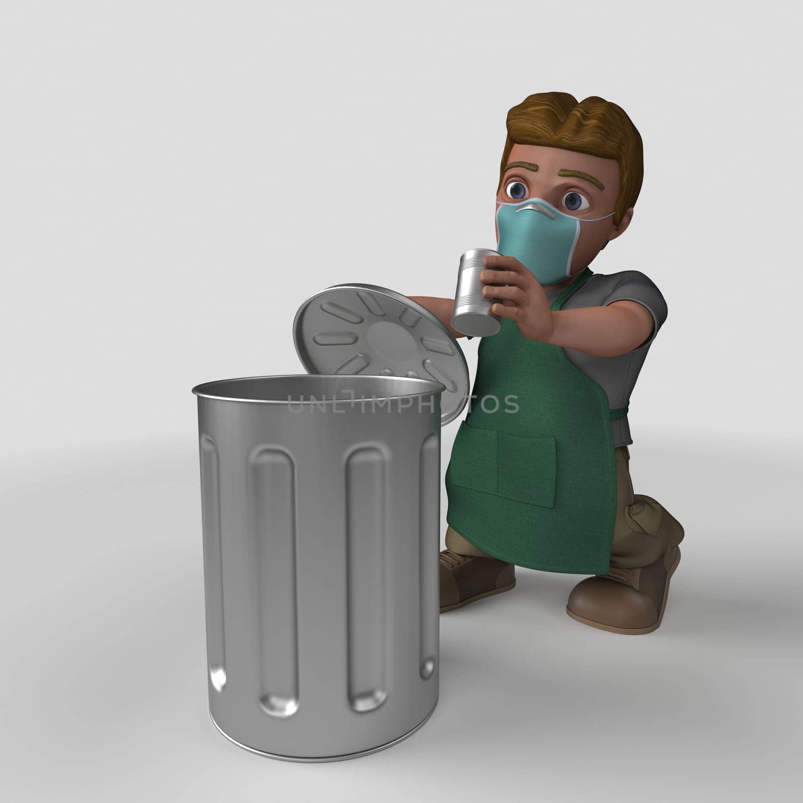 3D Render of Cartoon Shop Keeper Character