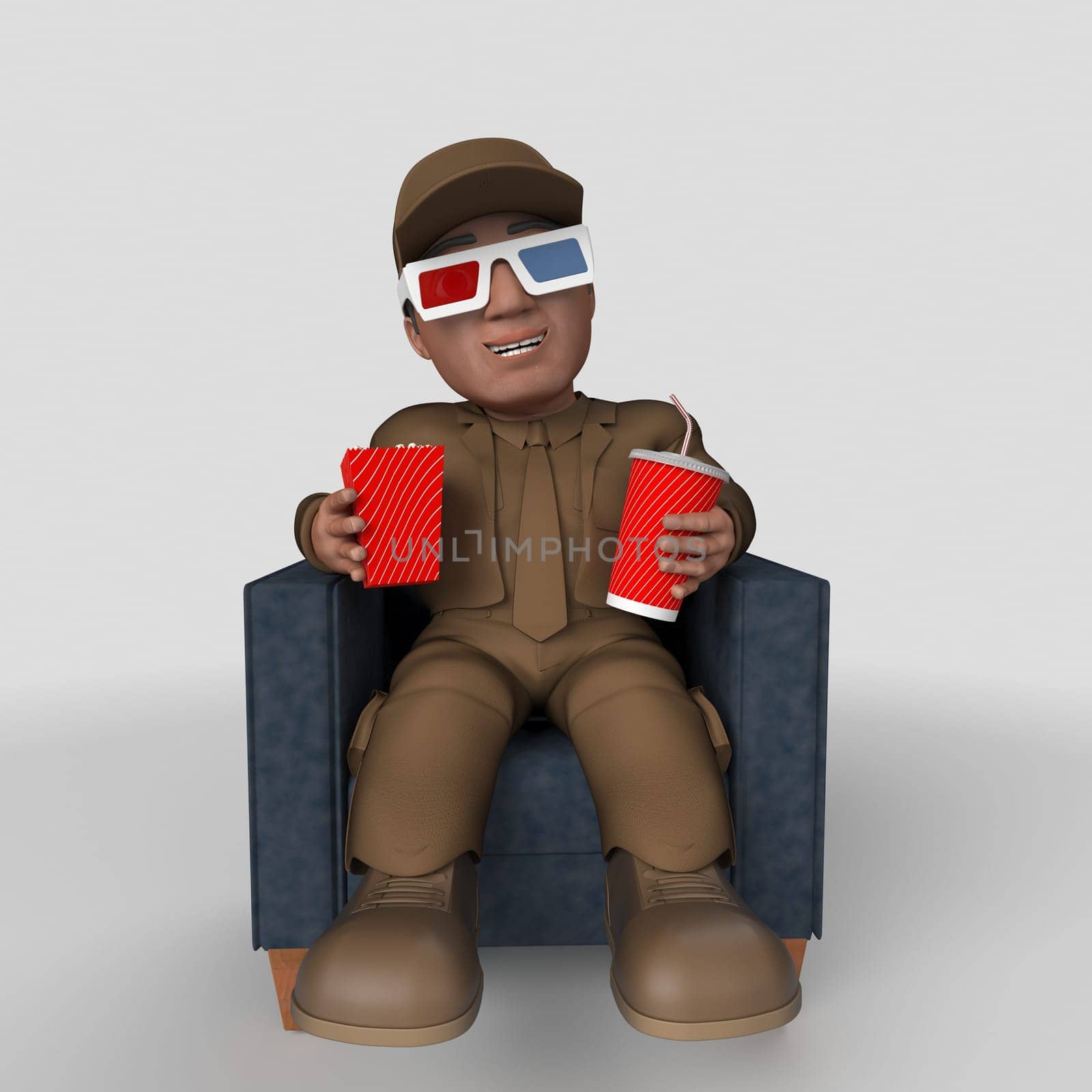 3D Render of Cartoon Delivery Driver