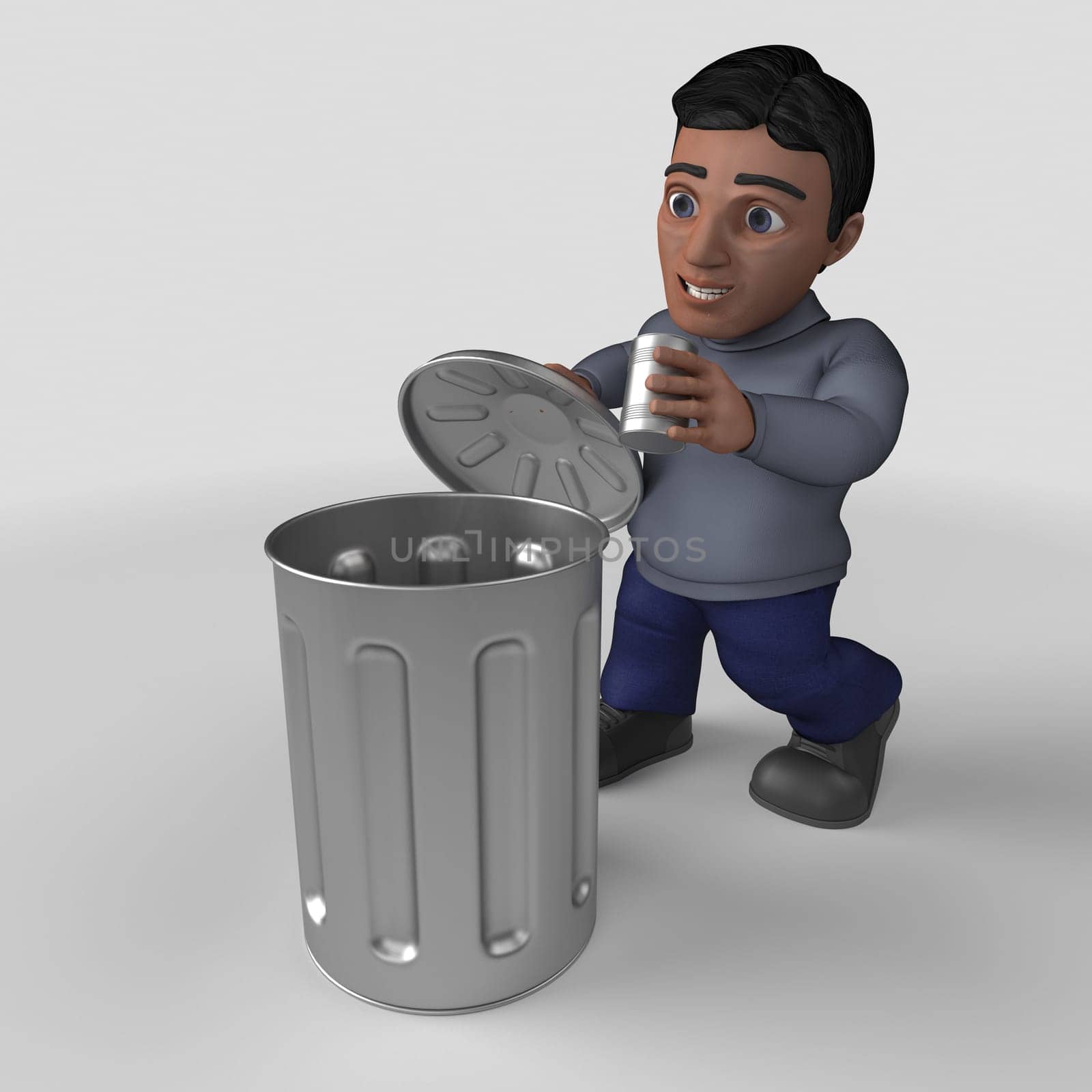 3D Render of Cartoon Casual Character